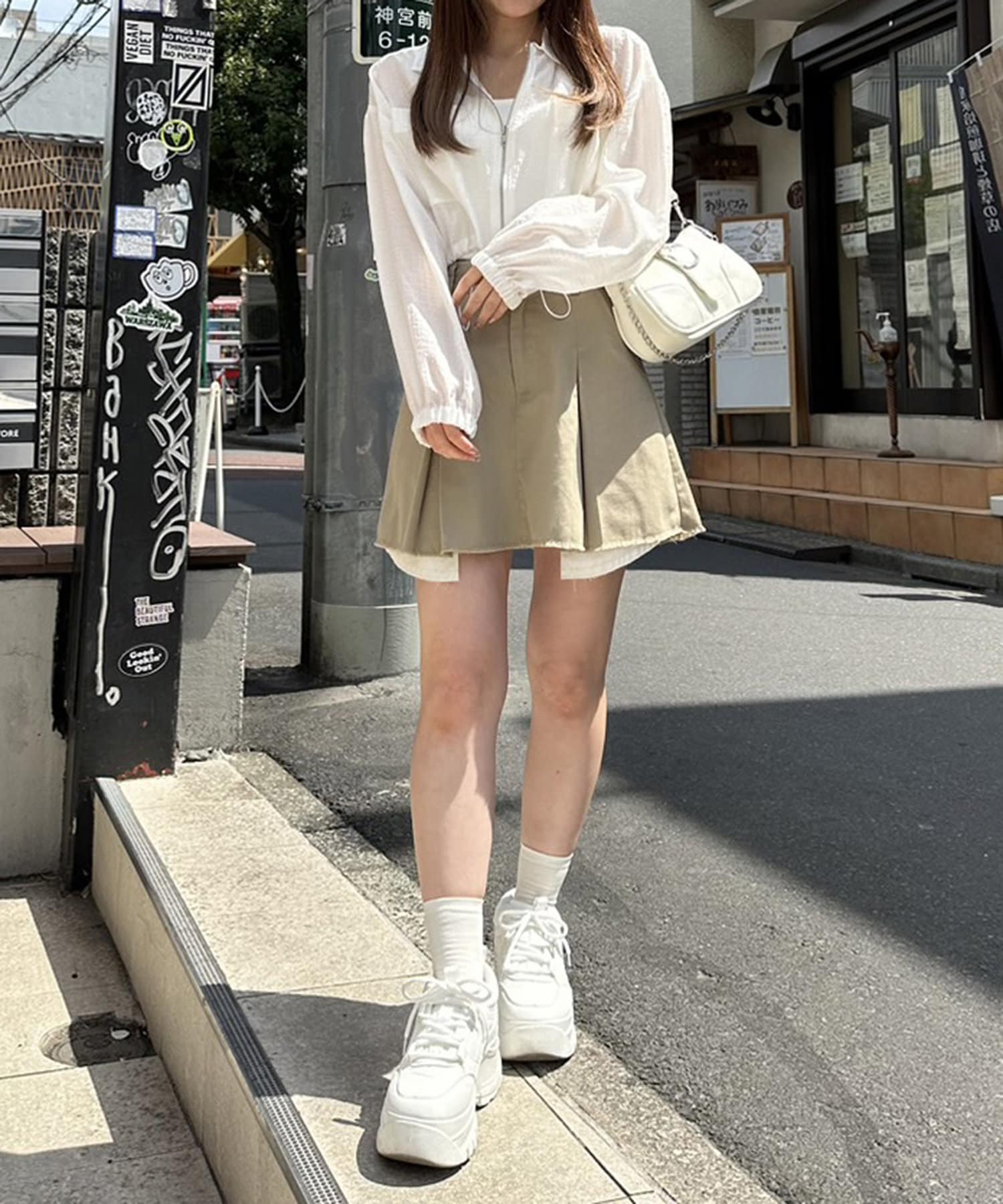Elegante♡ブルゾン 白 M シアーZIPブルゾン≪手洗い可能≫ | Droite lautreamont