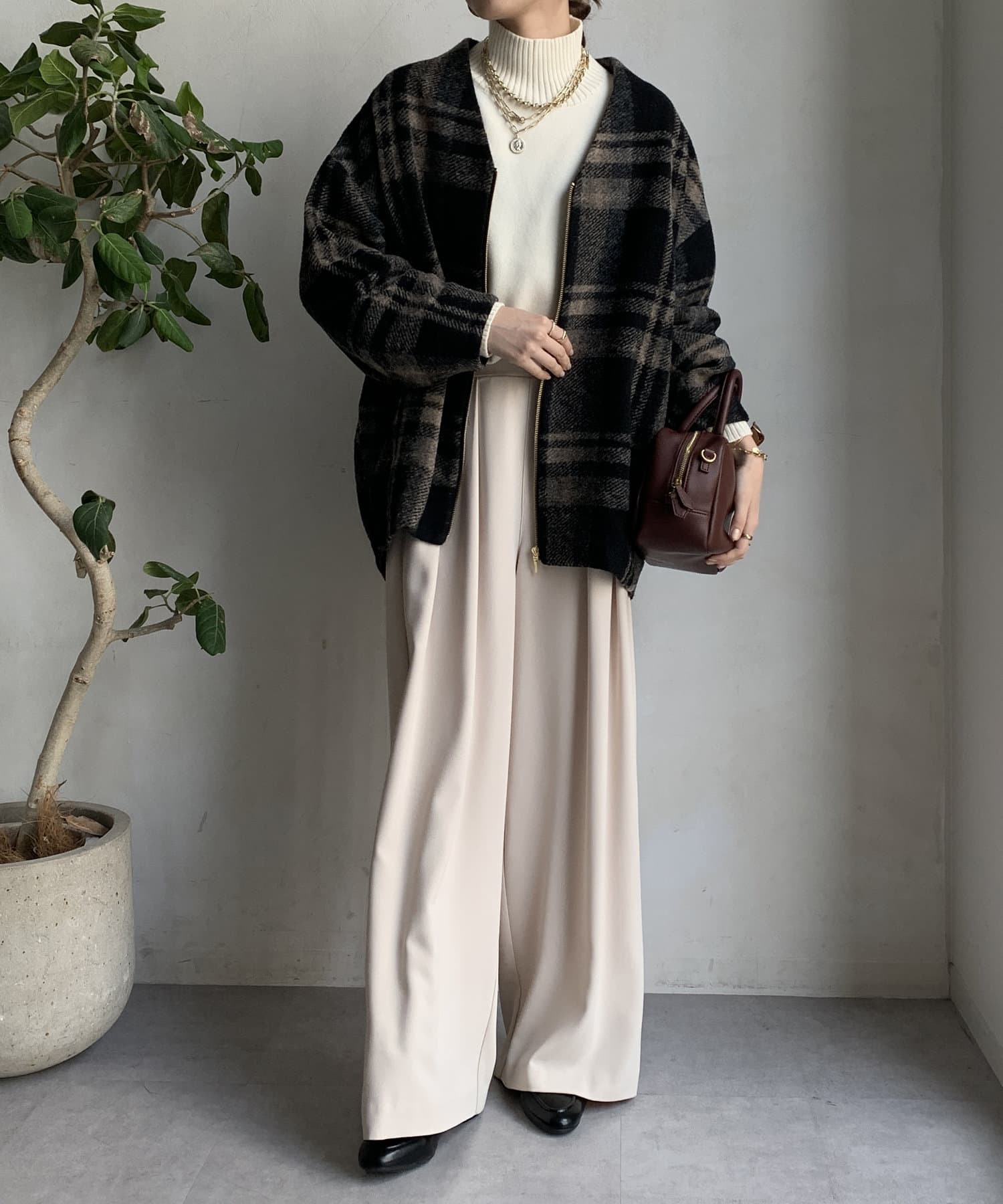 イタリアンエアリーチェックハーフコート | DOUDOU(ドゥドゥ