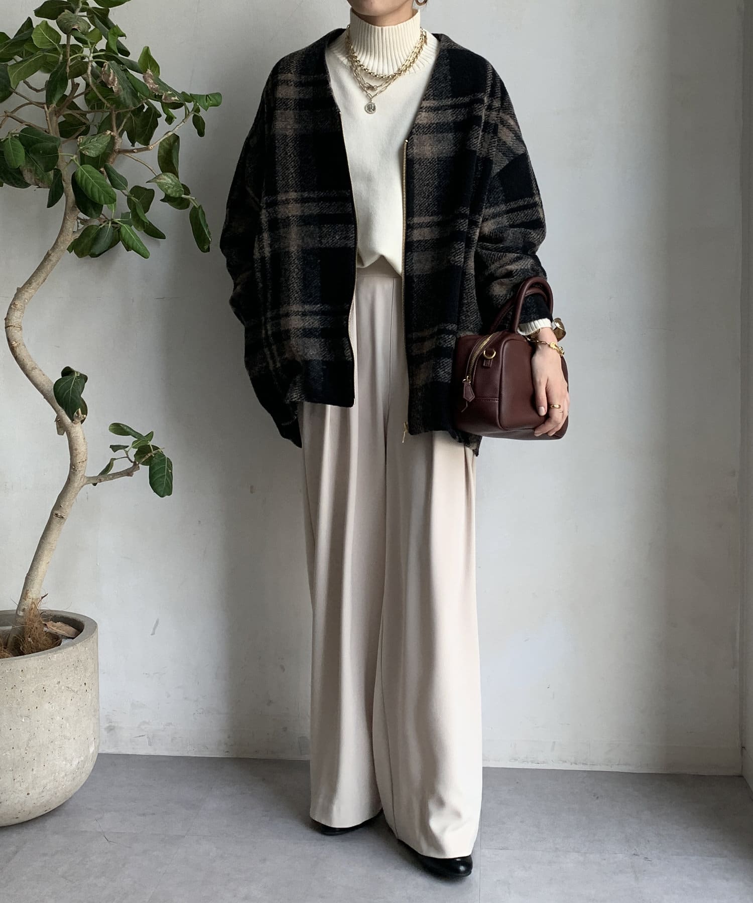 イタリアンエアリーチェックハーフコート | DOUDOU(ドゥドゥ