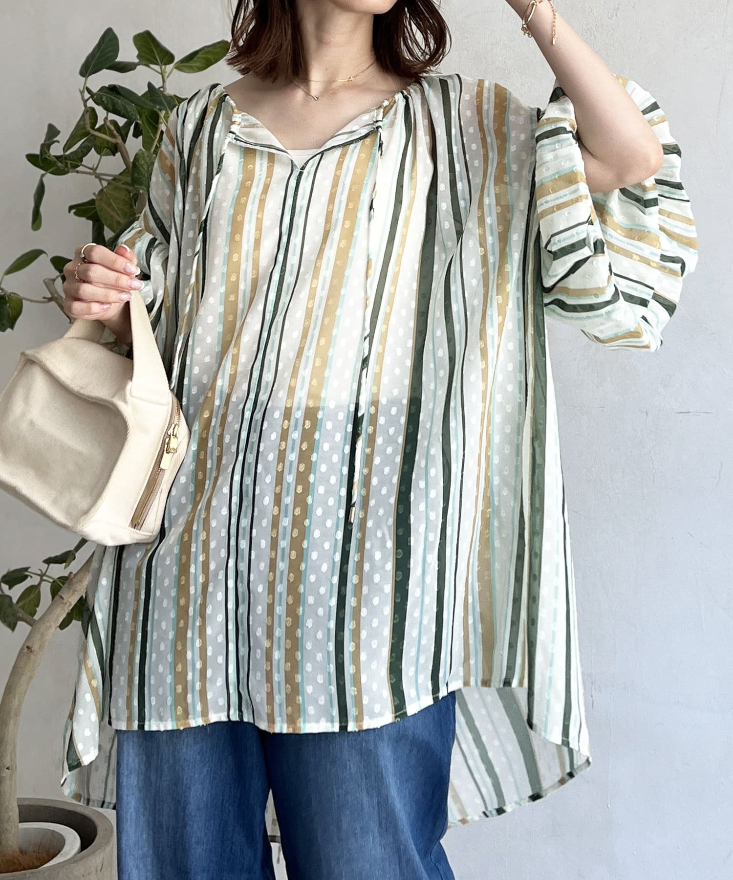 マルチサイズ ブラウス シャツ バルーンスリーブプルオーバーシャツ レディース JEANASIS ブラウス シャツ マルチWAYバルーンブラウスSS/497074
