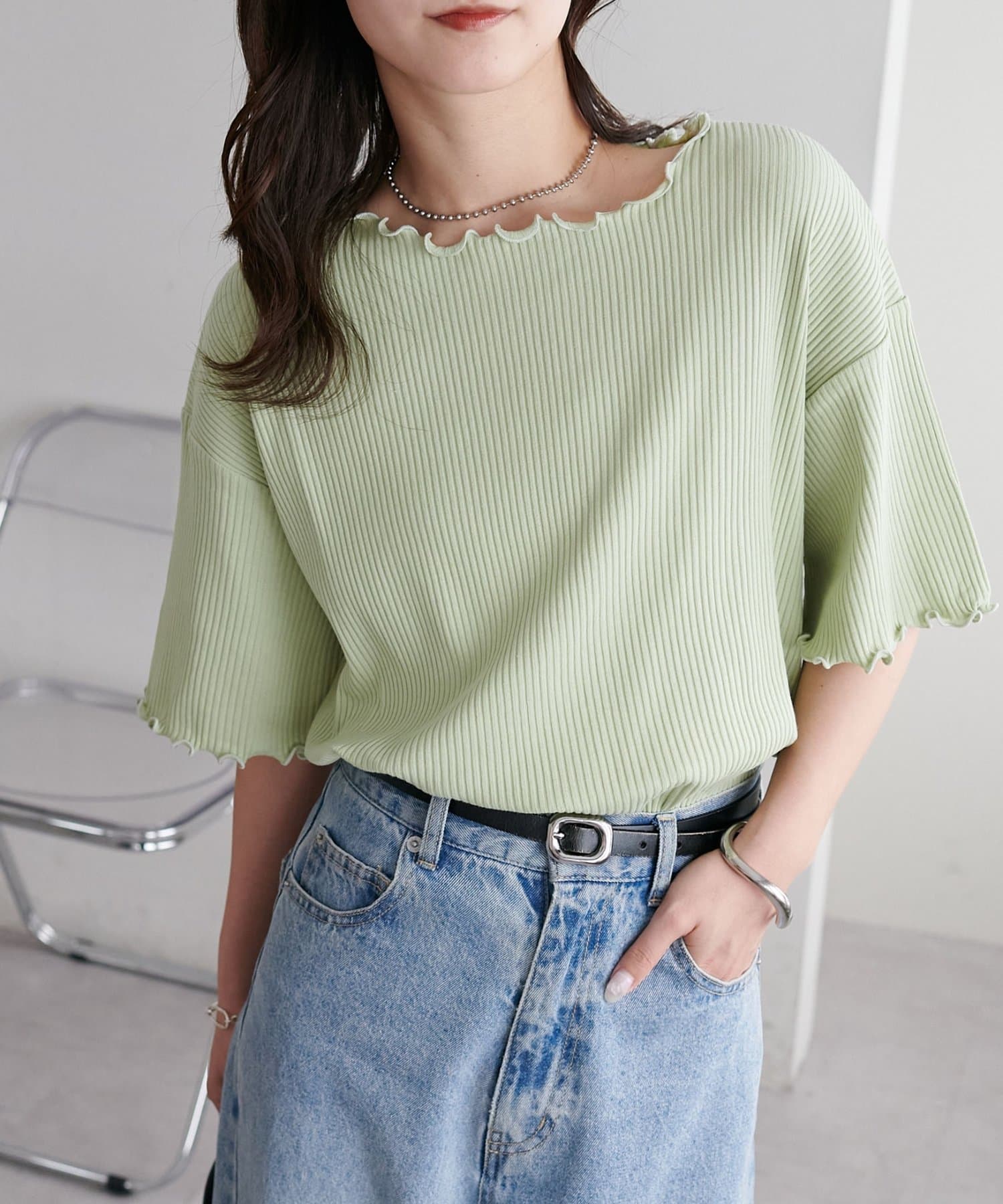 DISCOAT ONLINE LIMITED ITEMシンプルなデザインだからこそ着回しが楽しめるトップス！●デザインリブ素材ならではの優れた伸縮性で、動きやすくストレスフリーな着心地が魅力！程よいゆ