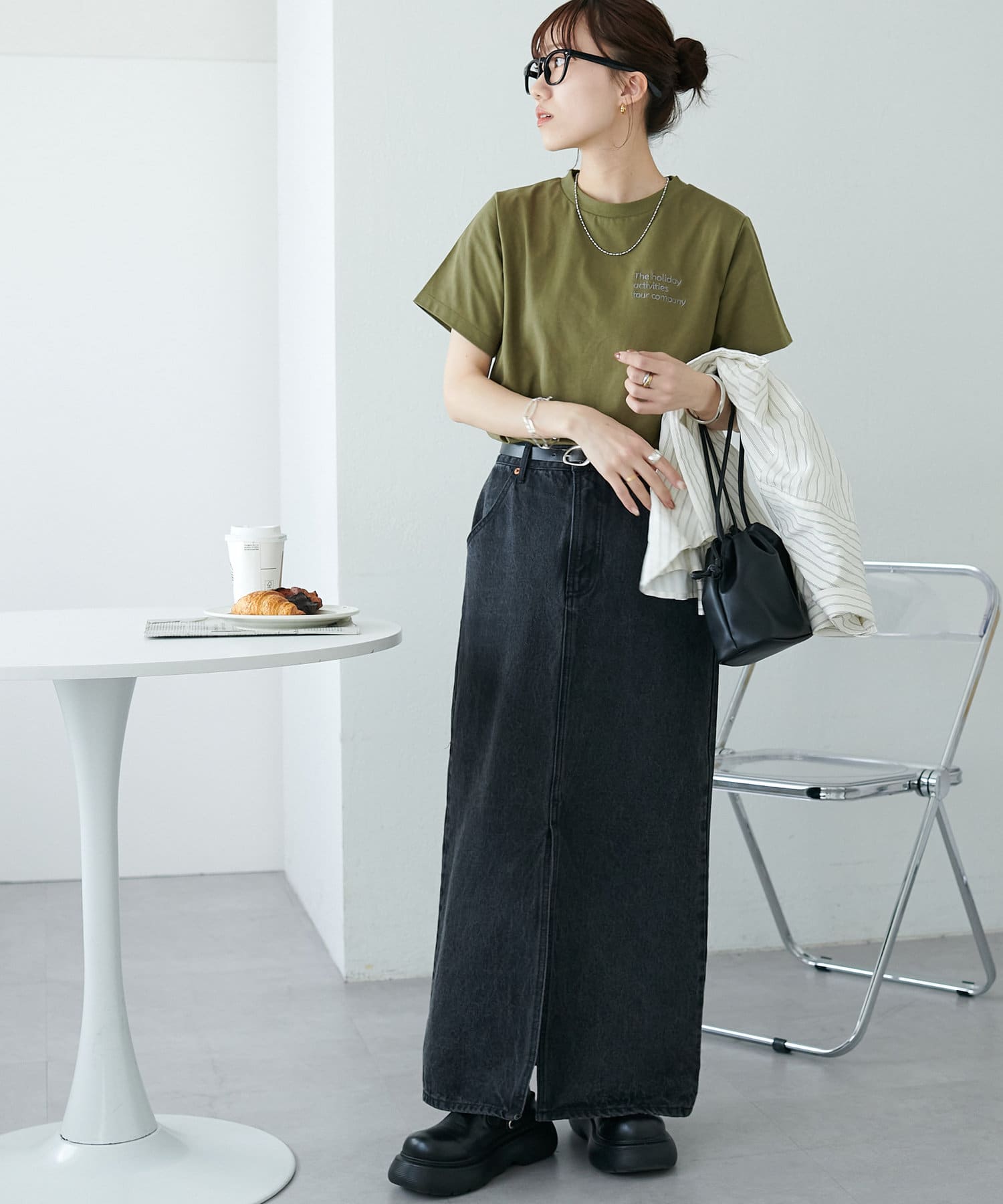 DISCOAT(ディスコート) 【新色追加】3段ロゴ刺繍ショートTシャツ《WEB限定》