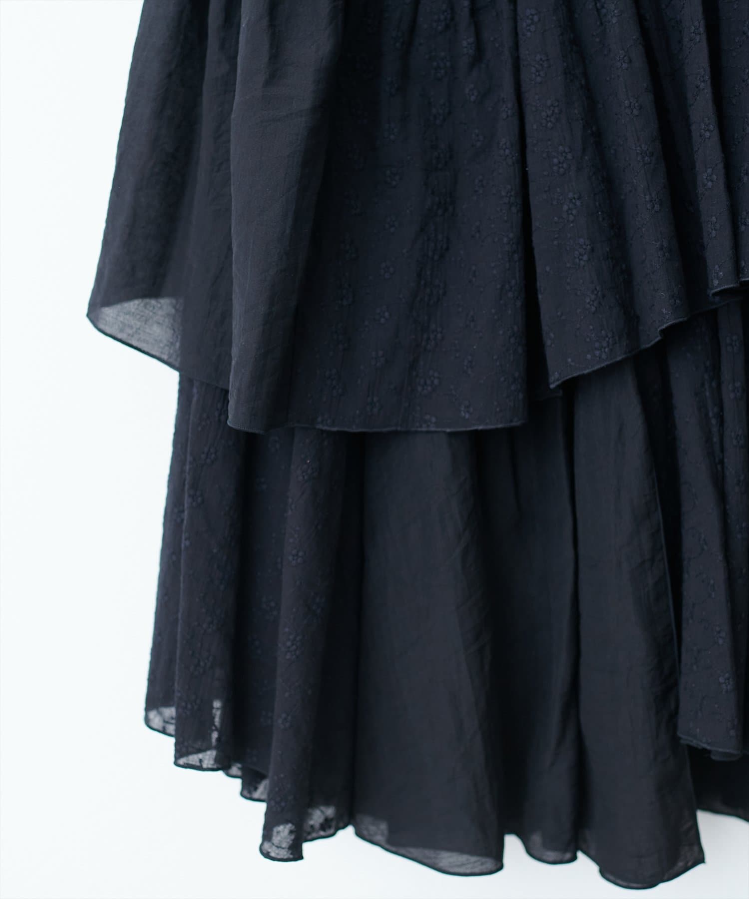 natural couture(ナチュラルクチュール) 【mizumami】コットンレース切替ティアードスカート