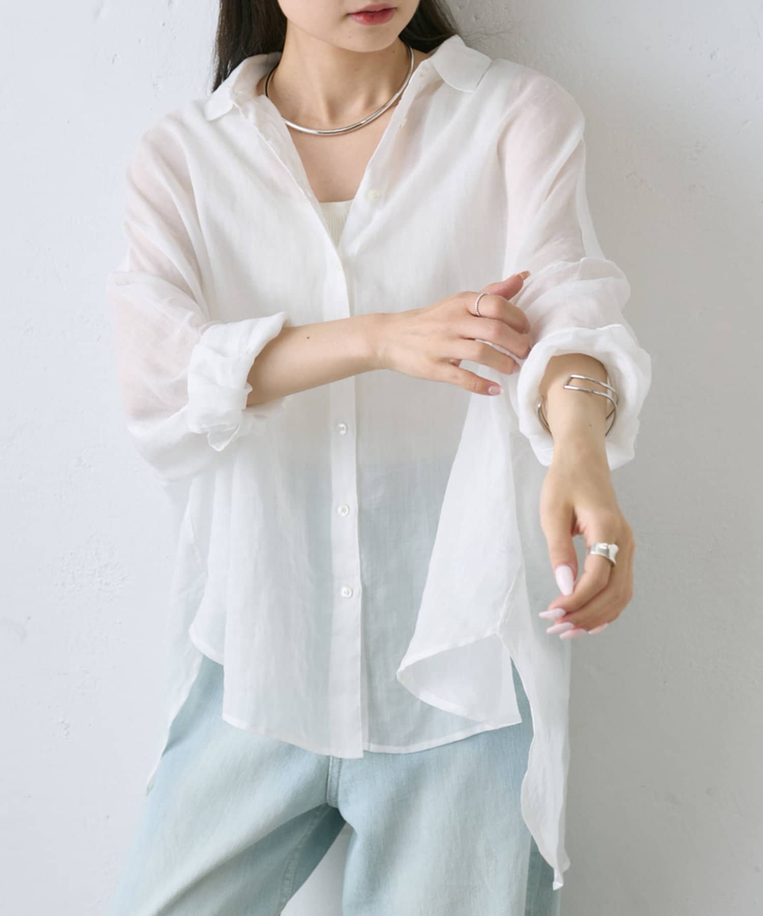 pual ce cin ブラウス シャツ ラミーオーバーシャツブラウス