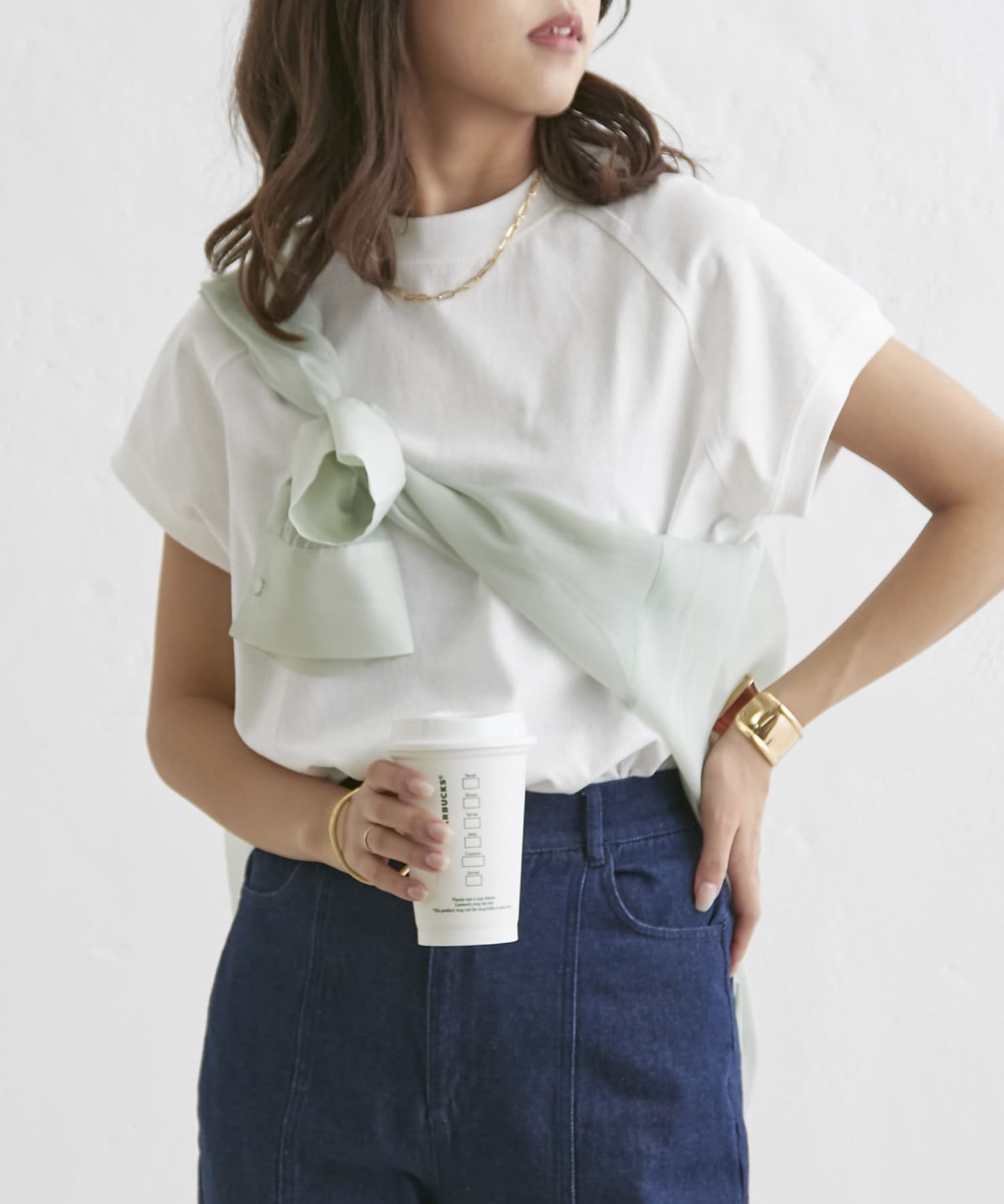 NICE CLAUP / OLIVE des OLIVE OUTLET(ナイスクラップ  / オリーブ デ オリーブ アウトレット) 【累計1万枚販売】【華奢見え】フレンチスリーブカットソー