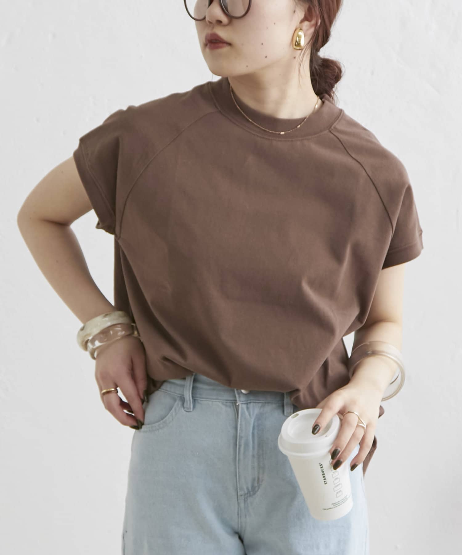 NICE CLAUP / OLIVE des OLIVE OUTLET(ナイスクラップ  / オリーブ デ オリーブ アウトレット) 【累計1万枚販売】【華奢見え】フレンチスリーブカットソー