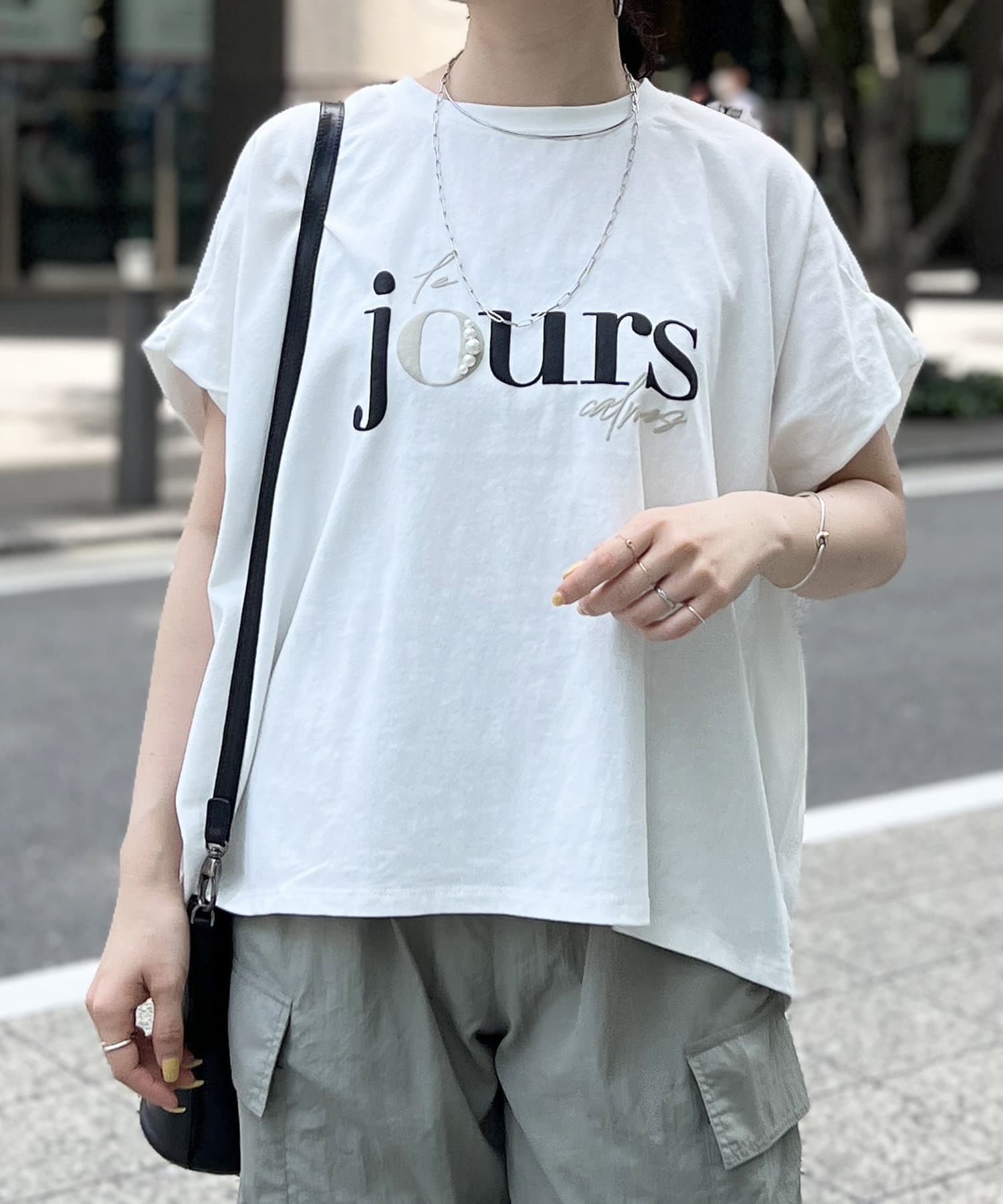 サナ⑤ＬＬアイボリーパール使いロゴデザインＴシャツカットソー　夏 楽天市場】ハートロゴ Tシャツ カットソー ハート ロゴ