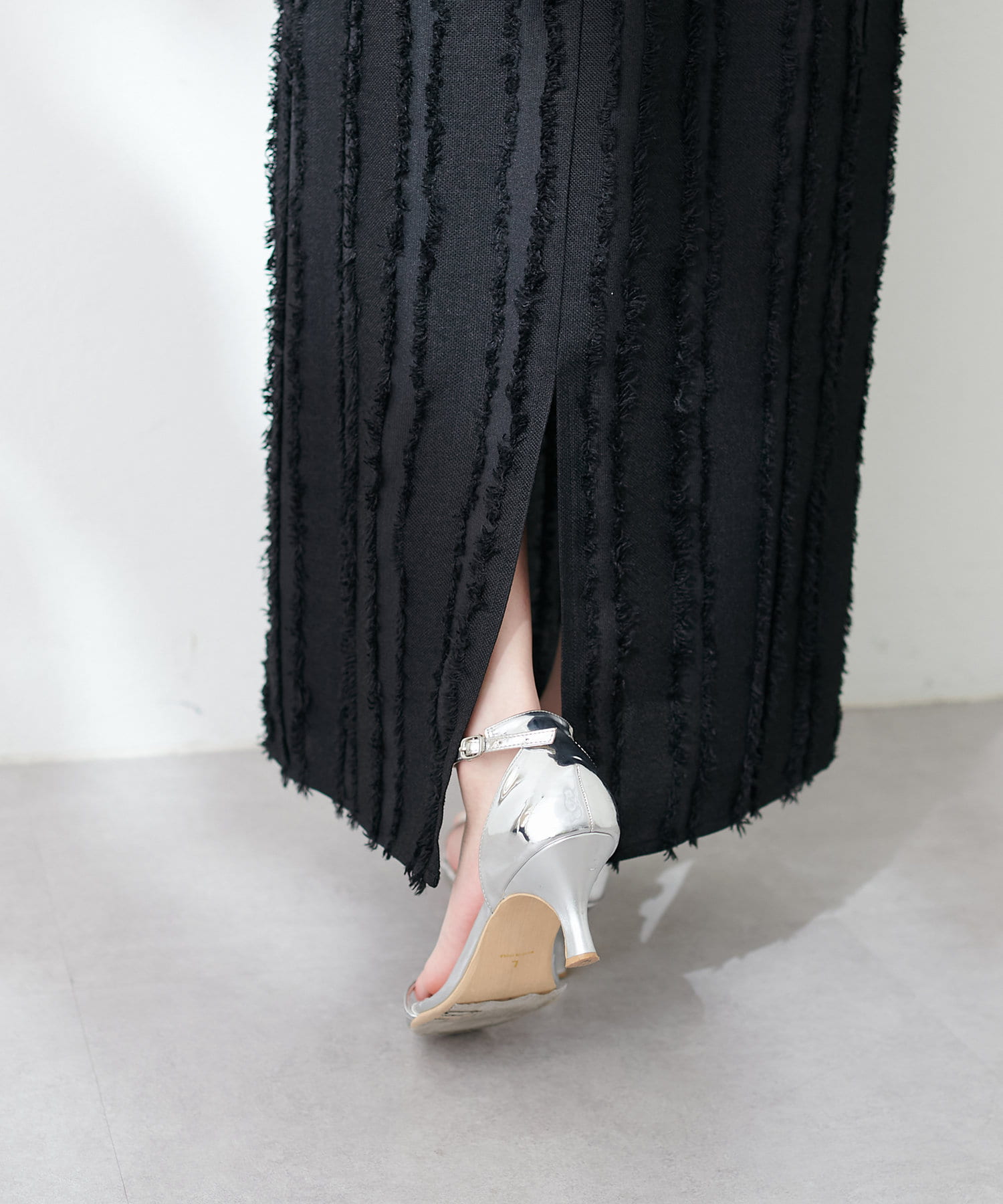natural couture(ナチュラルクチュール) フリンジストライプAラインスカート