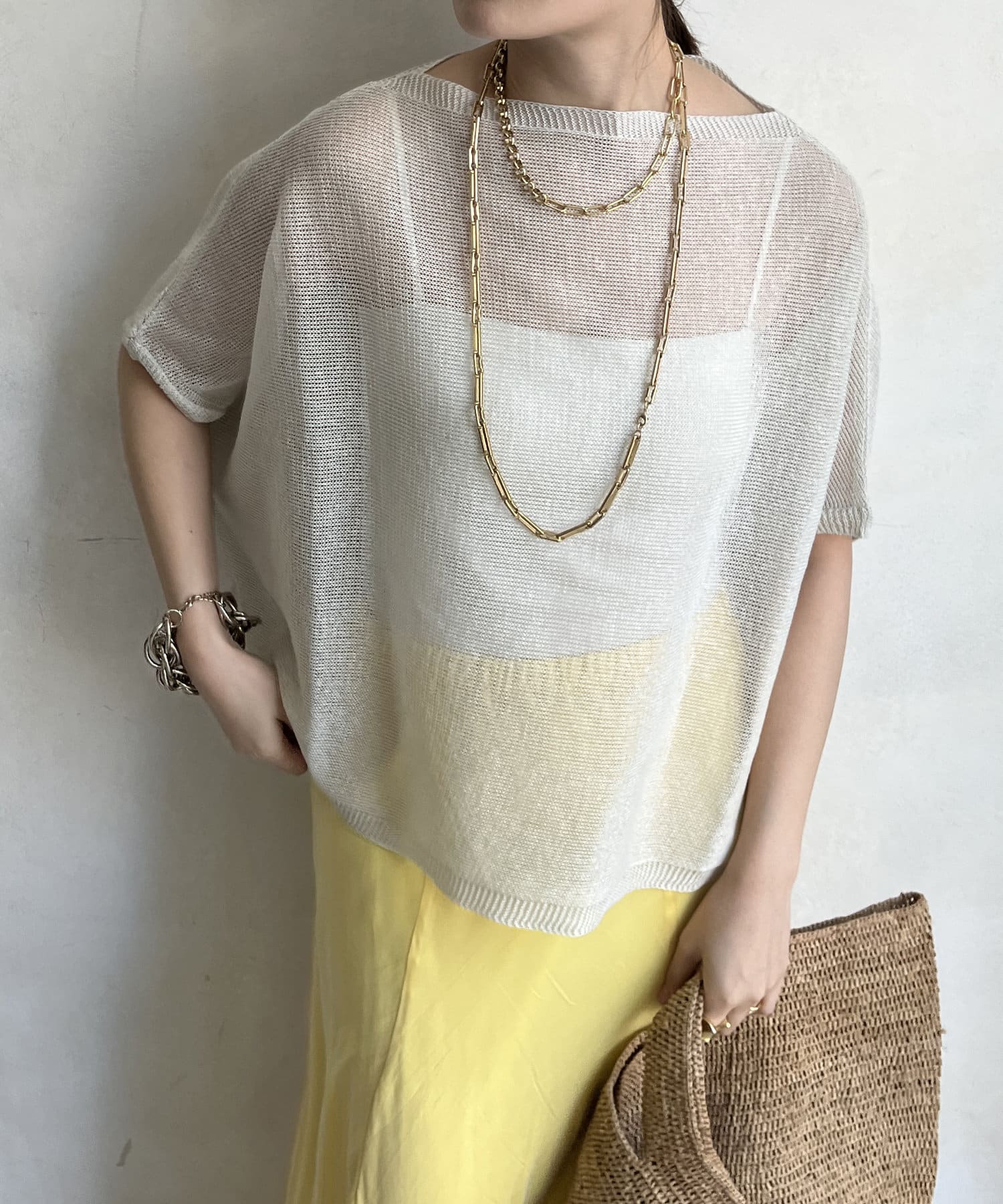 DOUDOU(ドゥドゥ) 【WEB限定】コットンストローヤーンプルオーバー