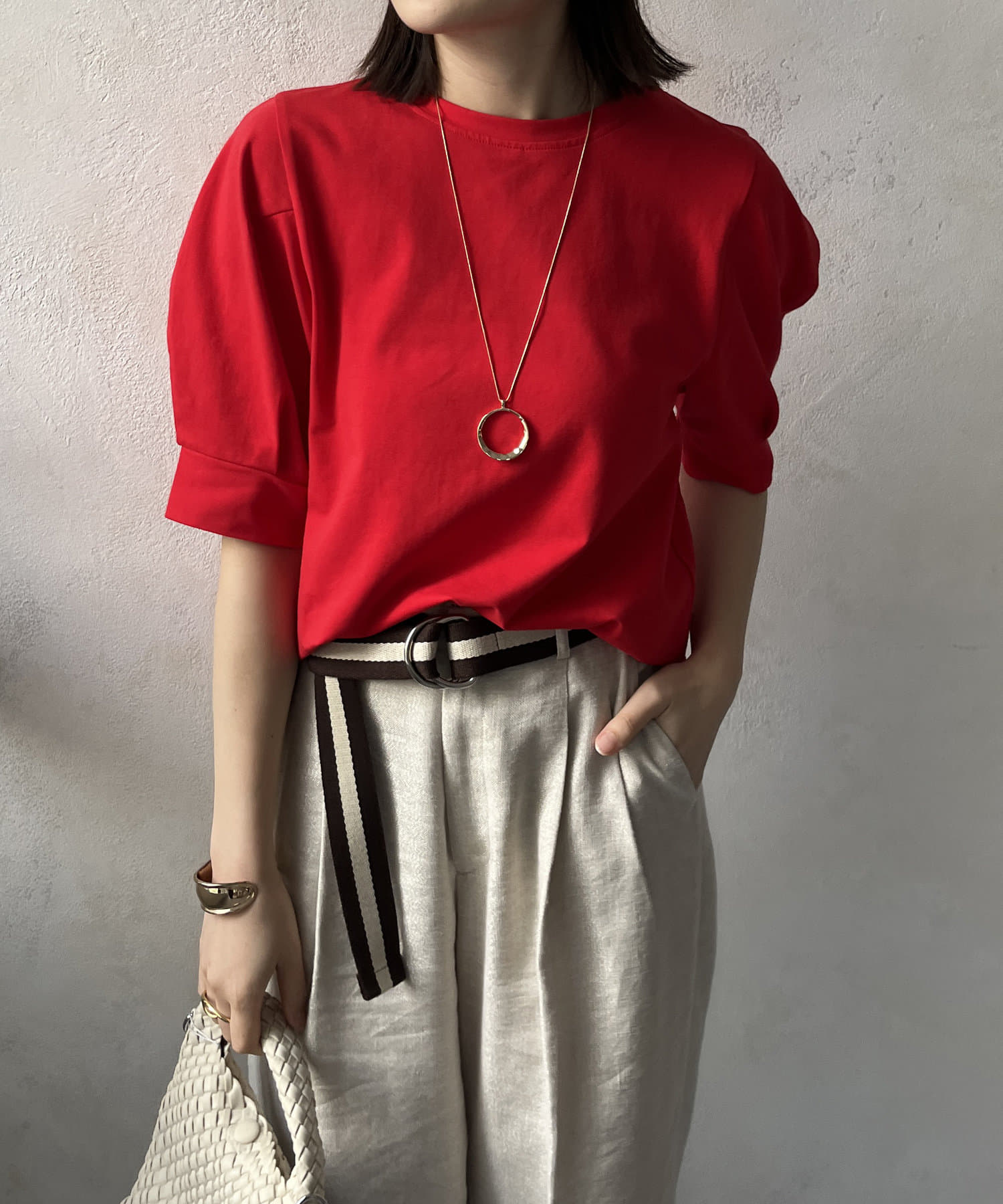 DOUDOU(ドゥドゥ) 【WEB限定】パフスリーブミニマルTEE