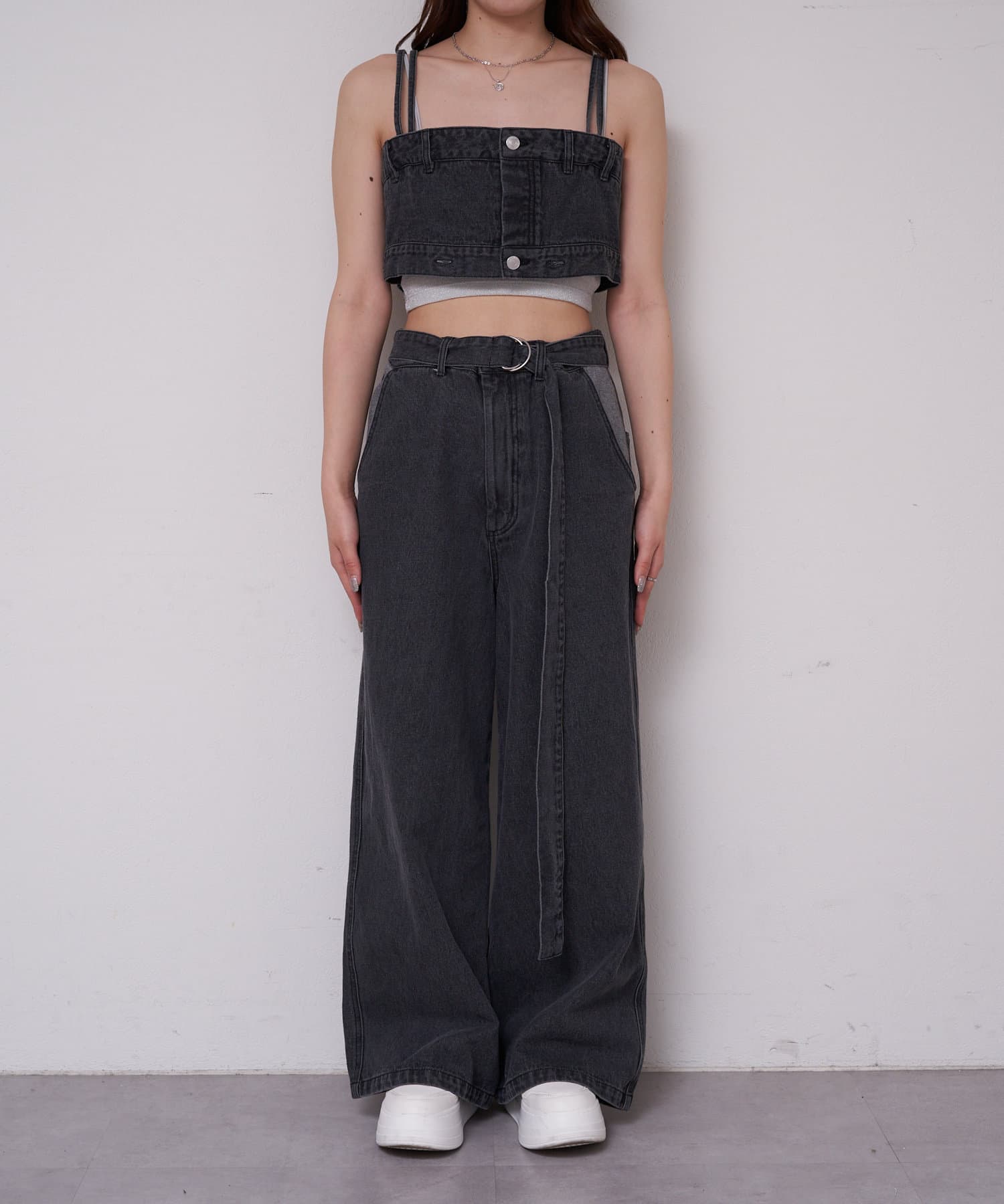 OUTLET(アウトレット) 【Chico】配色切替デニムコンビネゾン