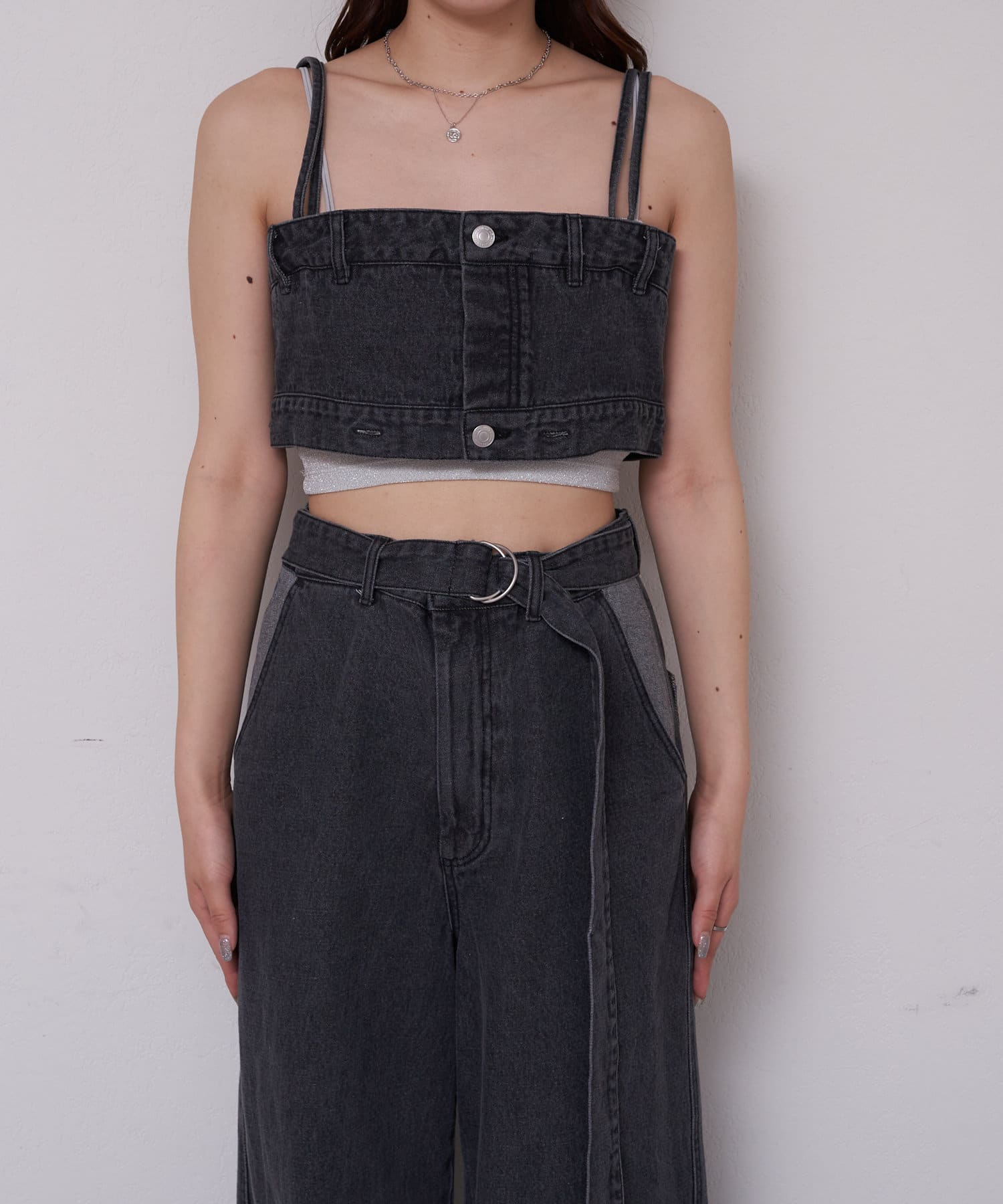 OUTLET(アウトレット) 【Chico】配色切替デニムコンビネゾン