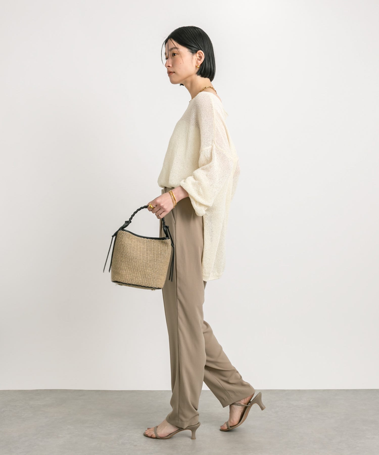 RIVE DROITE】ストレッチジョーゼットテーパードパンツ | OUTLET