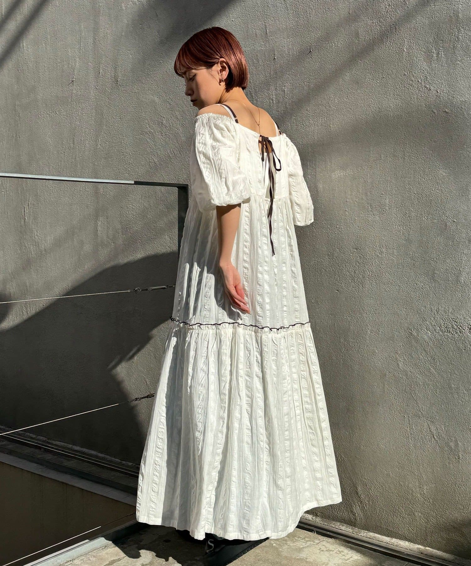 OUTLET(アウトレット) 【Ciaopanic】INDIAシアサッカーオフショルワンピース