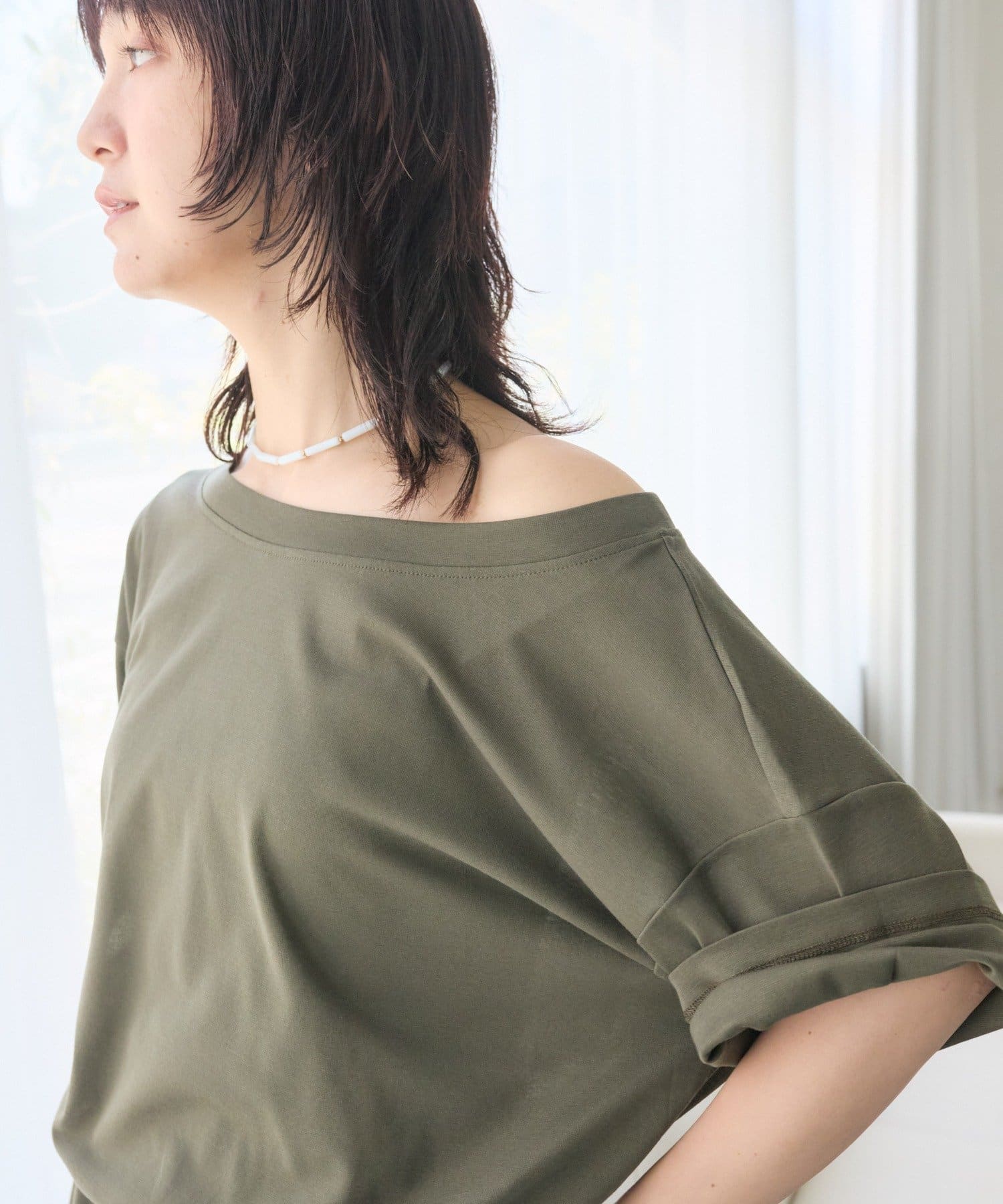 RIVE DROITE(リヴドロワ) 【A・MONN】【新色追加】【吸水速乾/接触冷感】オープンネックTee