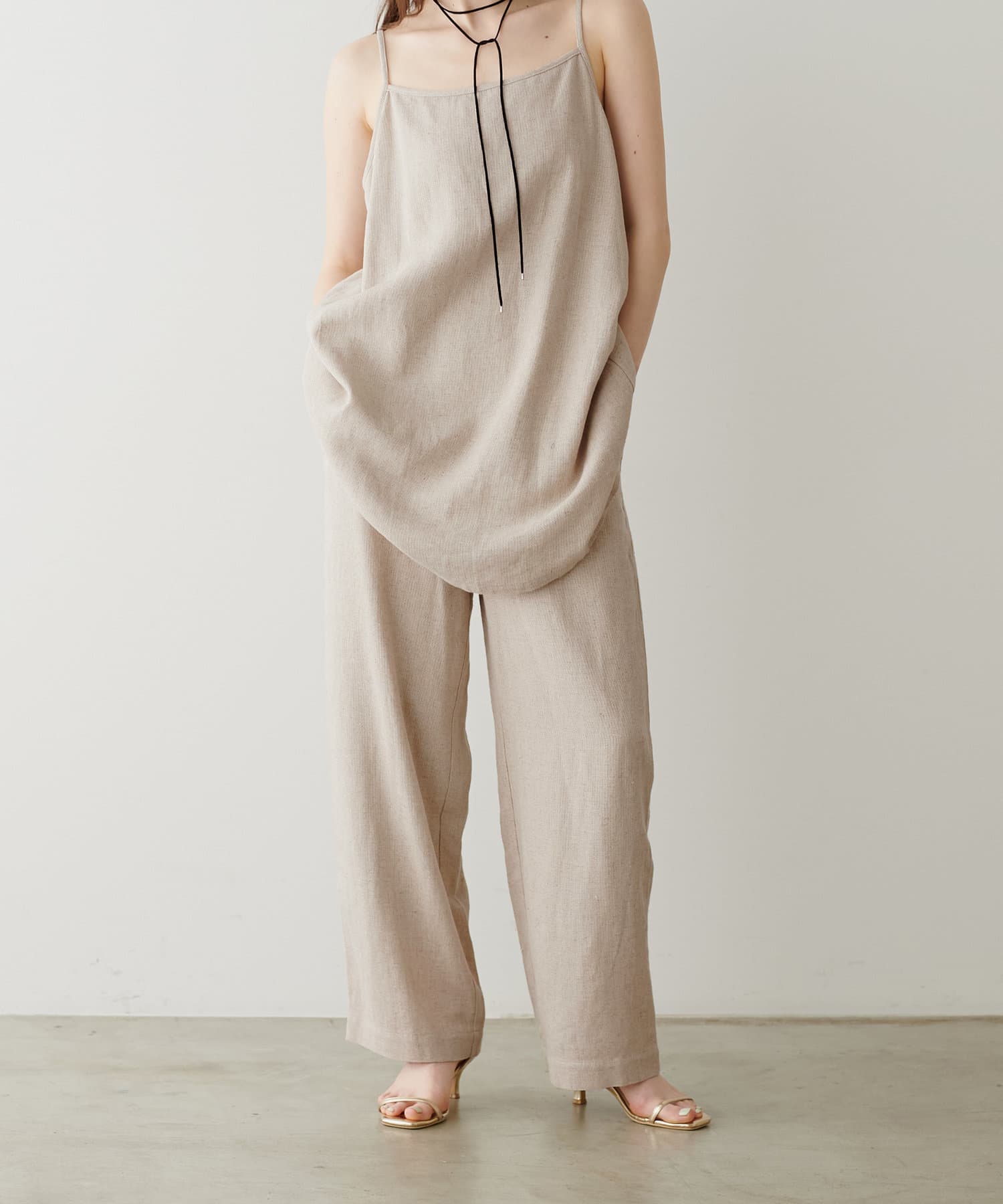 LARUTA(ラルータ) リネンライクゴム入りイージーパンツ