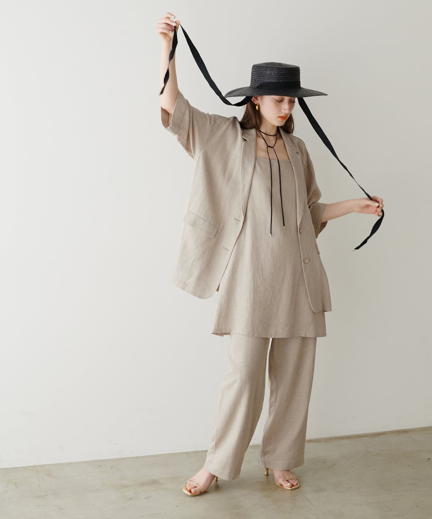 リネンライク半袖テーラージャケット | LARUTA(ラルータ