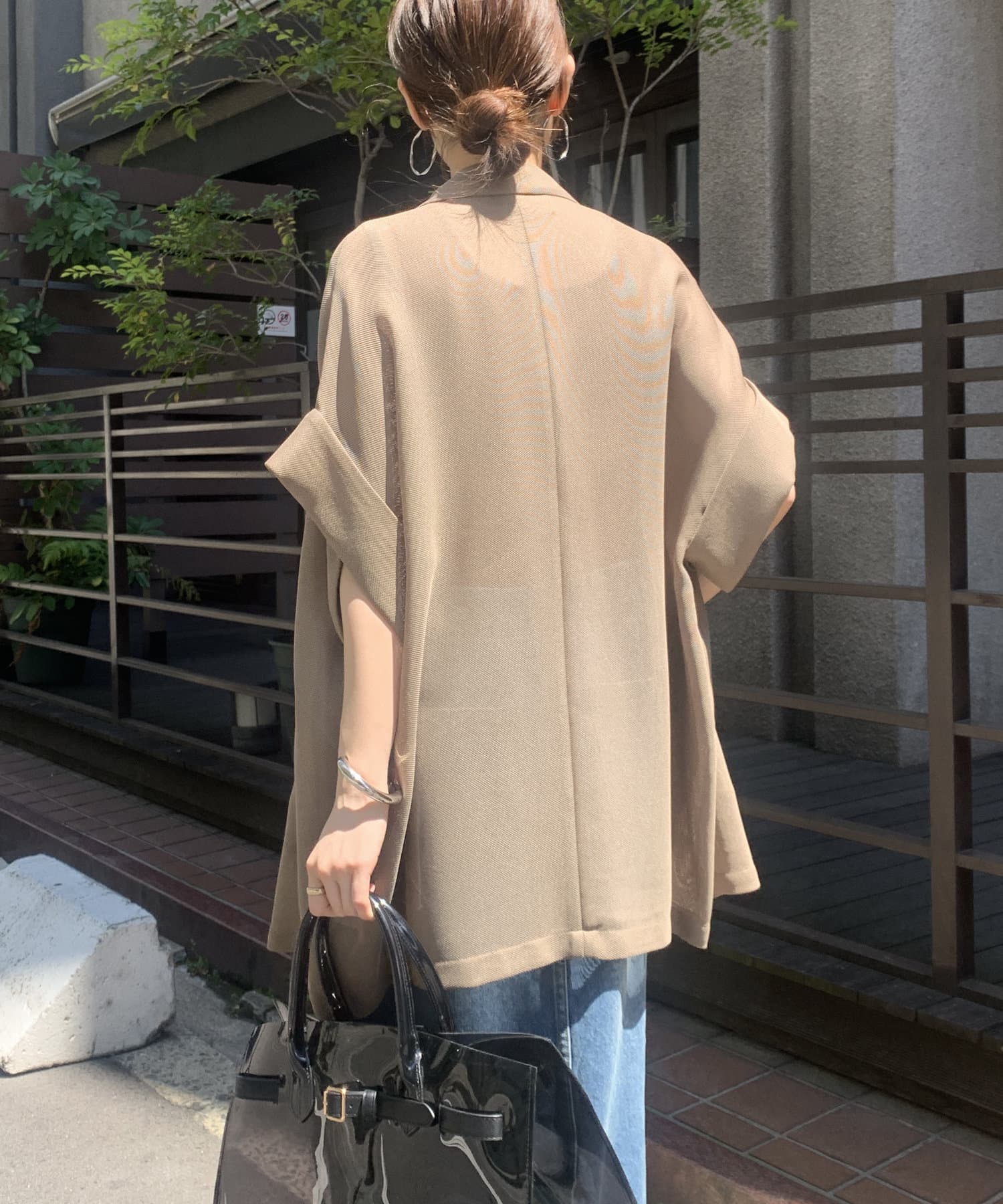 DOUDOU(ドゥドゥ) 【夏の体型カバーに！】メッシュ半袖ジャケット