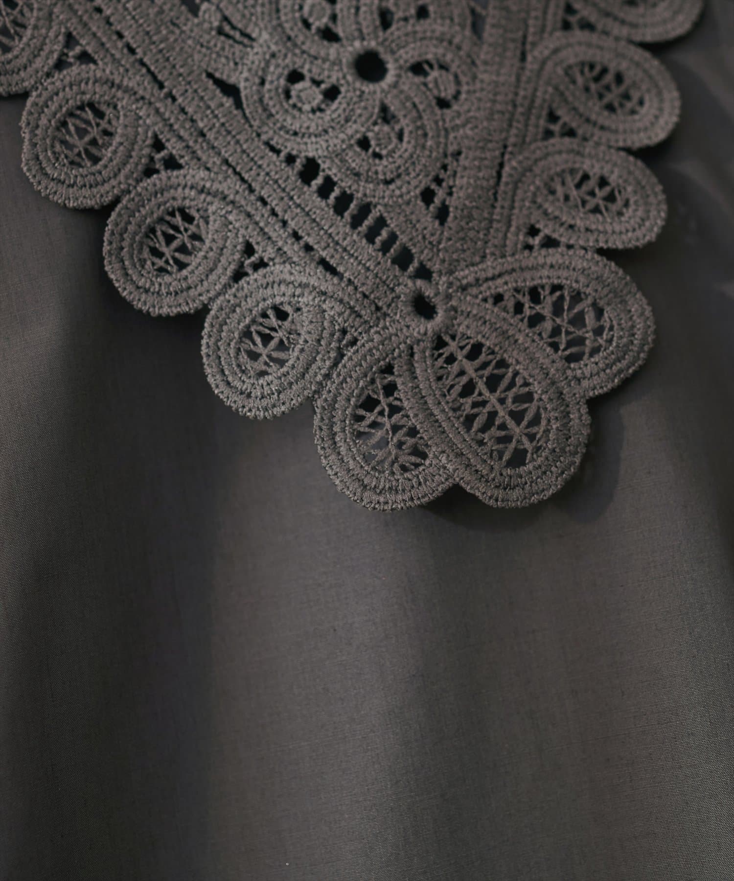 natural couture(ナチュラルクチュール) 衿レースフレンチスリーブブラウス