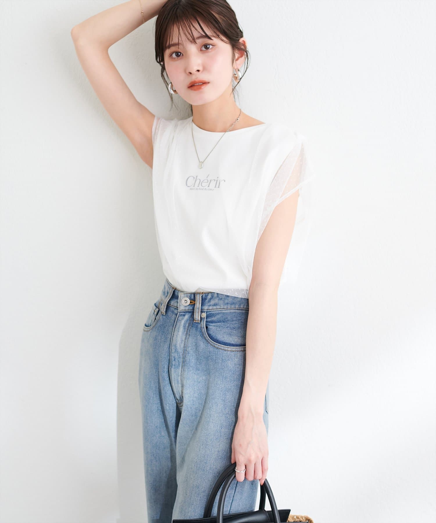 WEB限定】ロゴ入り×ドットチュールレイヤードT | natural