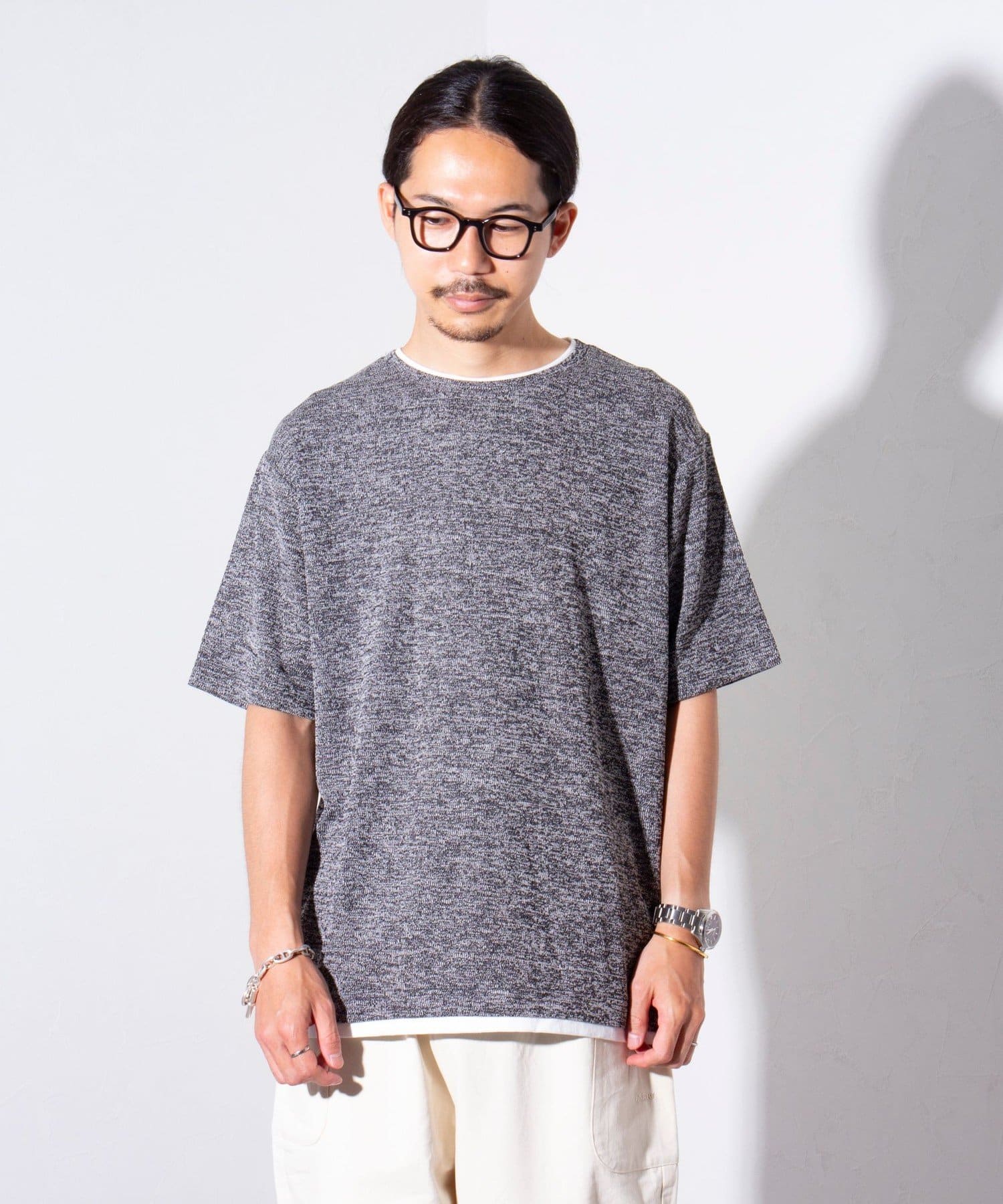 FREDY & GLOSTER(フレディ アンド グロスター) 【GLOSTER】ウェーブサーマル フェイクレイヤードTシャツ