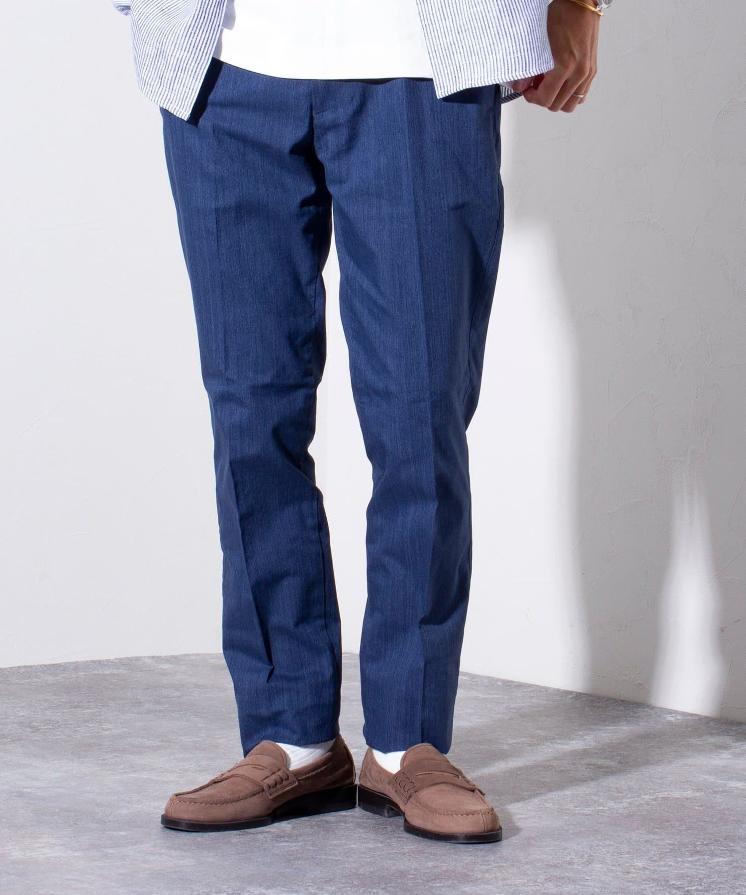 FREDY & GLOSTER(フレディ アンド グロスター) 【GLOSTER】綿麻 COOLMAX スリムフィットパンツ ツイルスラックス