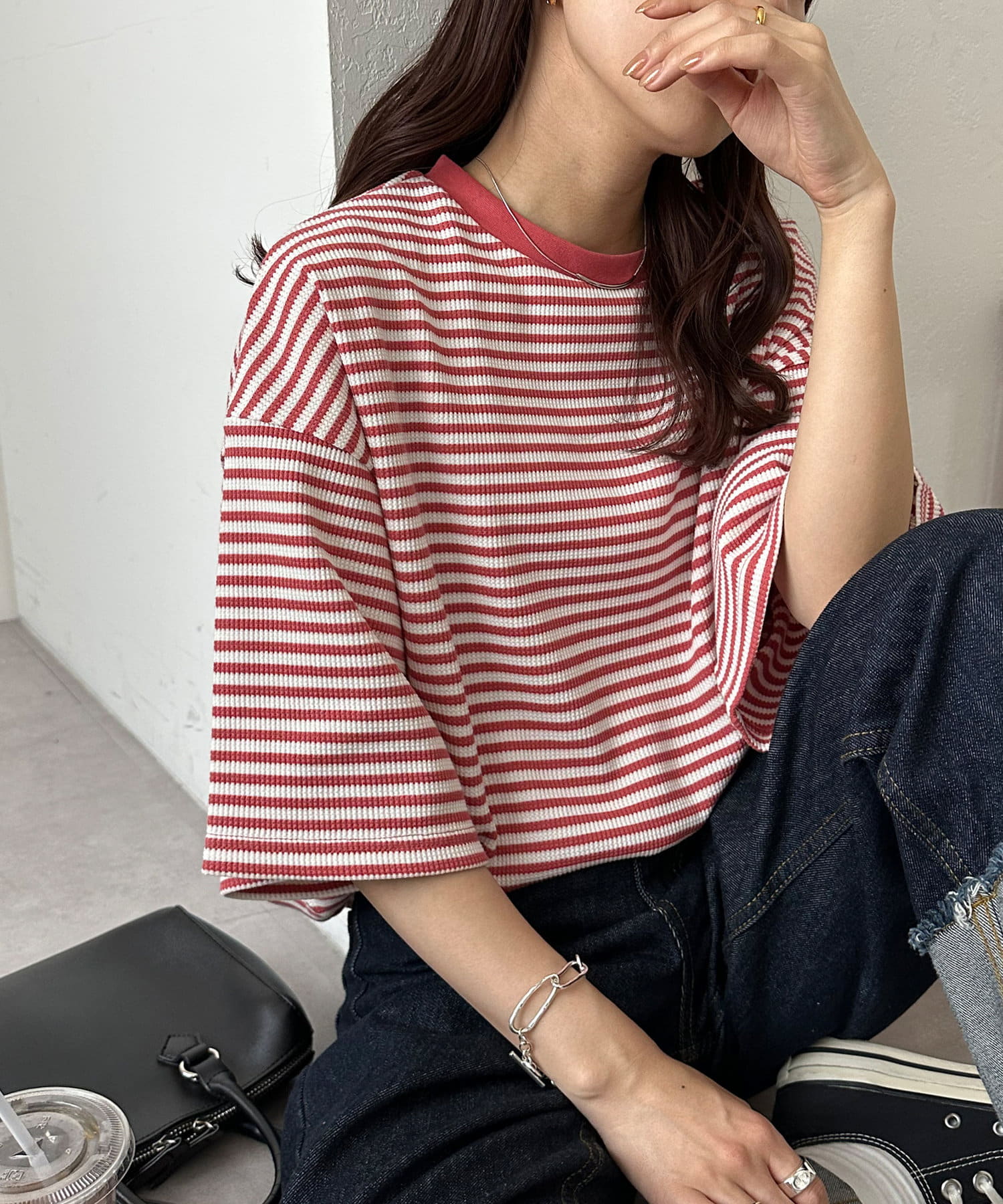 DISCOAT(ディスコート) 【ストレスフリーな着心地◎/24色展開】ワッフル半袖Tシャツ《WEB限定》