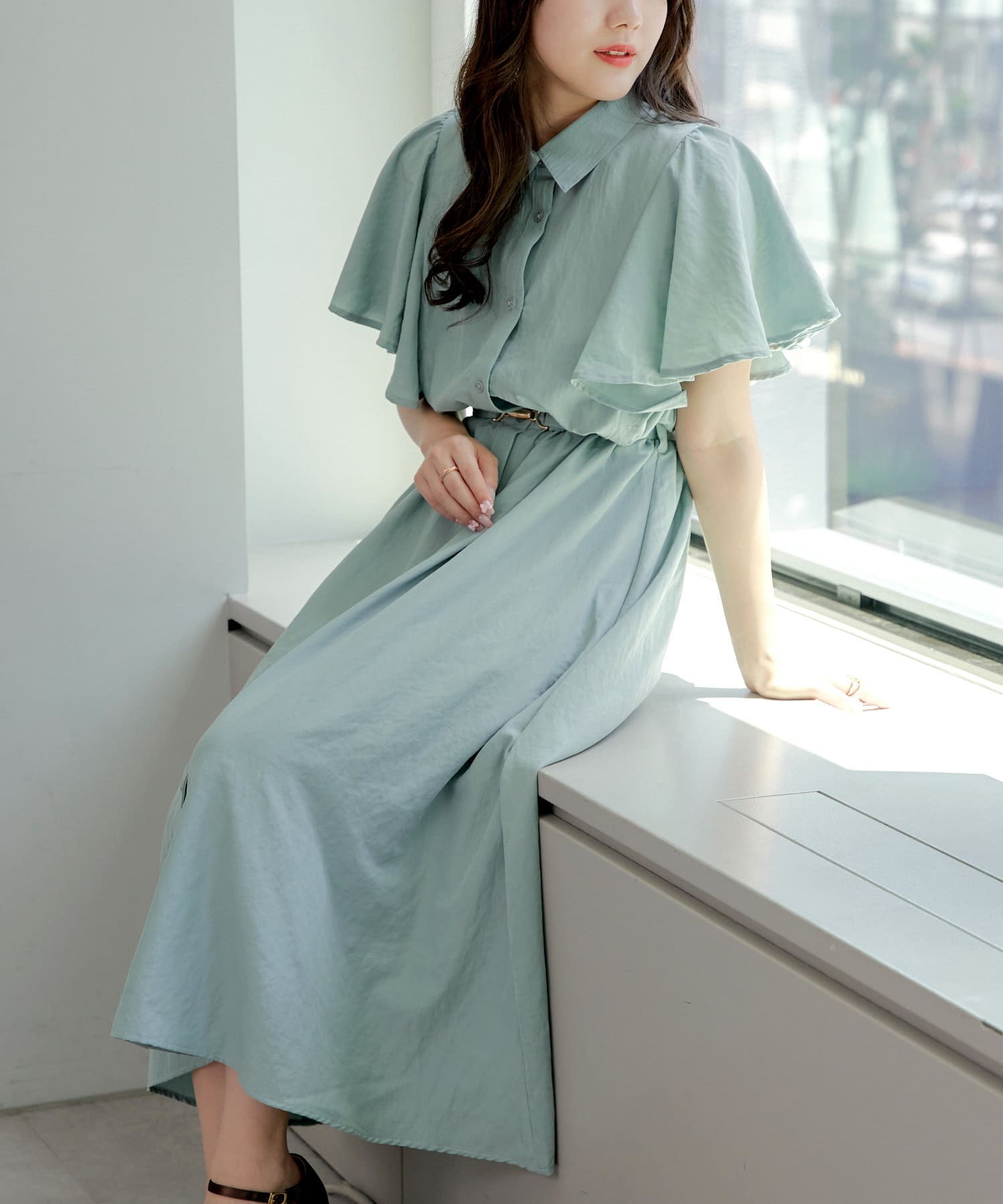 こはるの洋服 dress&drawers みずたま／完全未開封・外箱あり 袖フレアベルト付ワンピース | Remind me and forever(リマインドミー