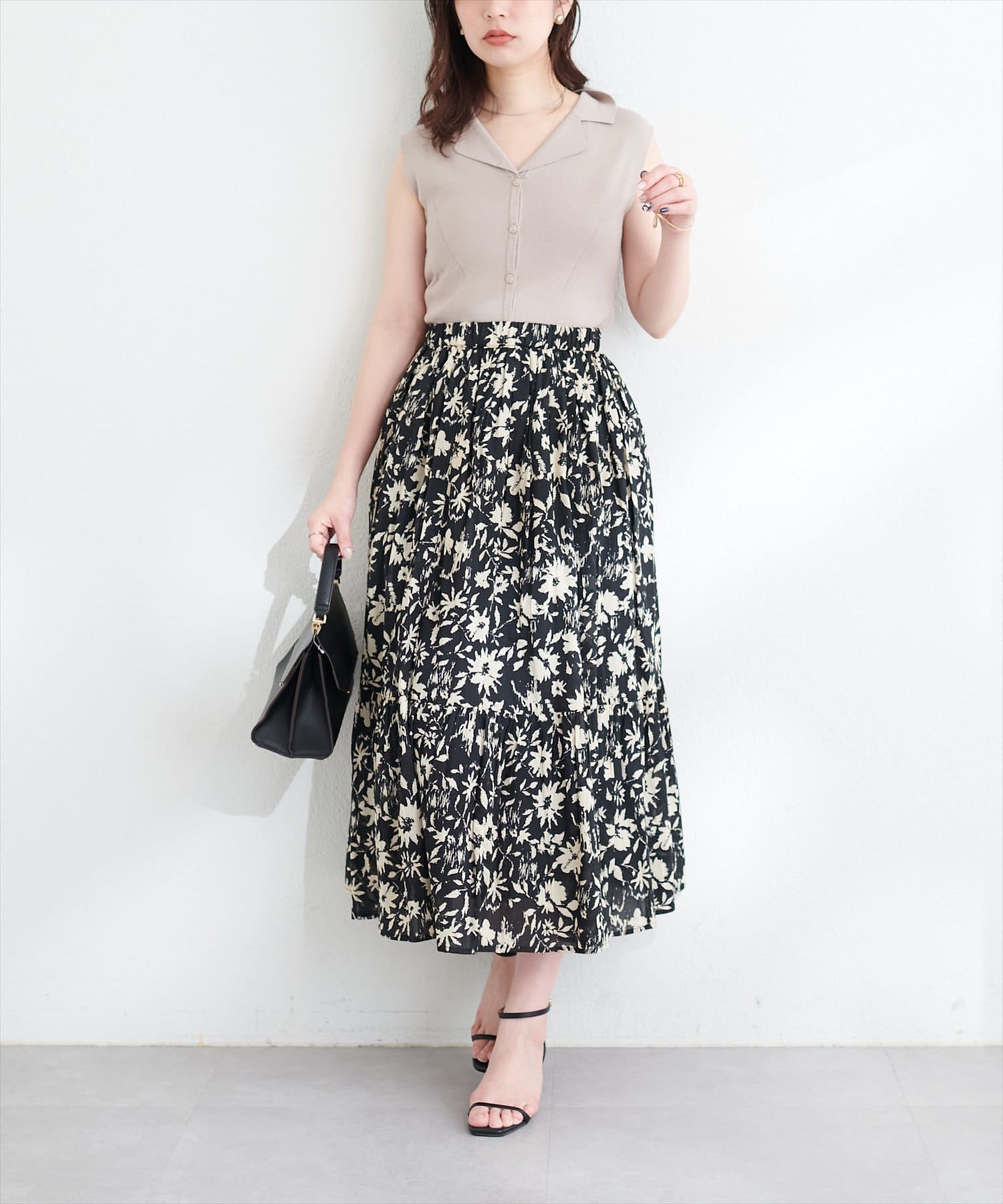natural couture(ナチュラルクチュール) インド綿ボイル裾切替ギャザースカート