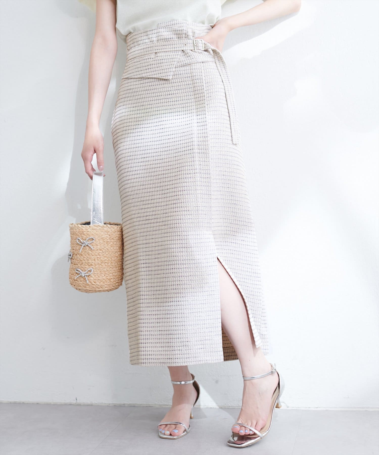 natural couture(ナチュラルクチュール) コルセットベルト付きナロースカート