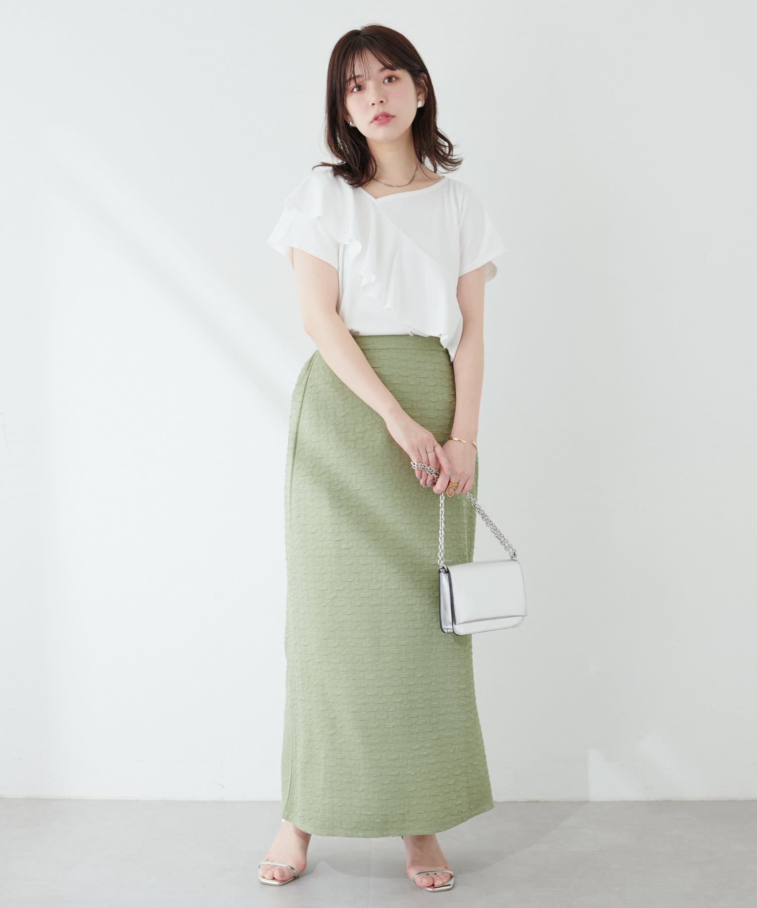 アシメフリルカットソーTOPS | natural couture(ナチュラル