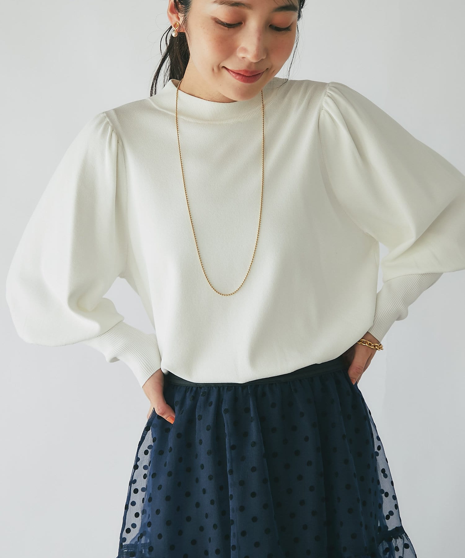 ラブティックボンボン　【全骨格対応】ラメリブ5分袖ニット　ミント 全骨格対応】ラメリブ5分袖ニット | La boutique BonBon(ラブ