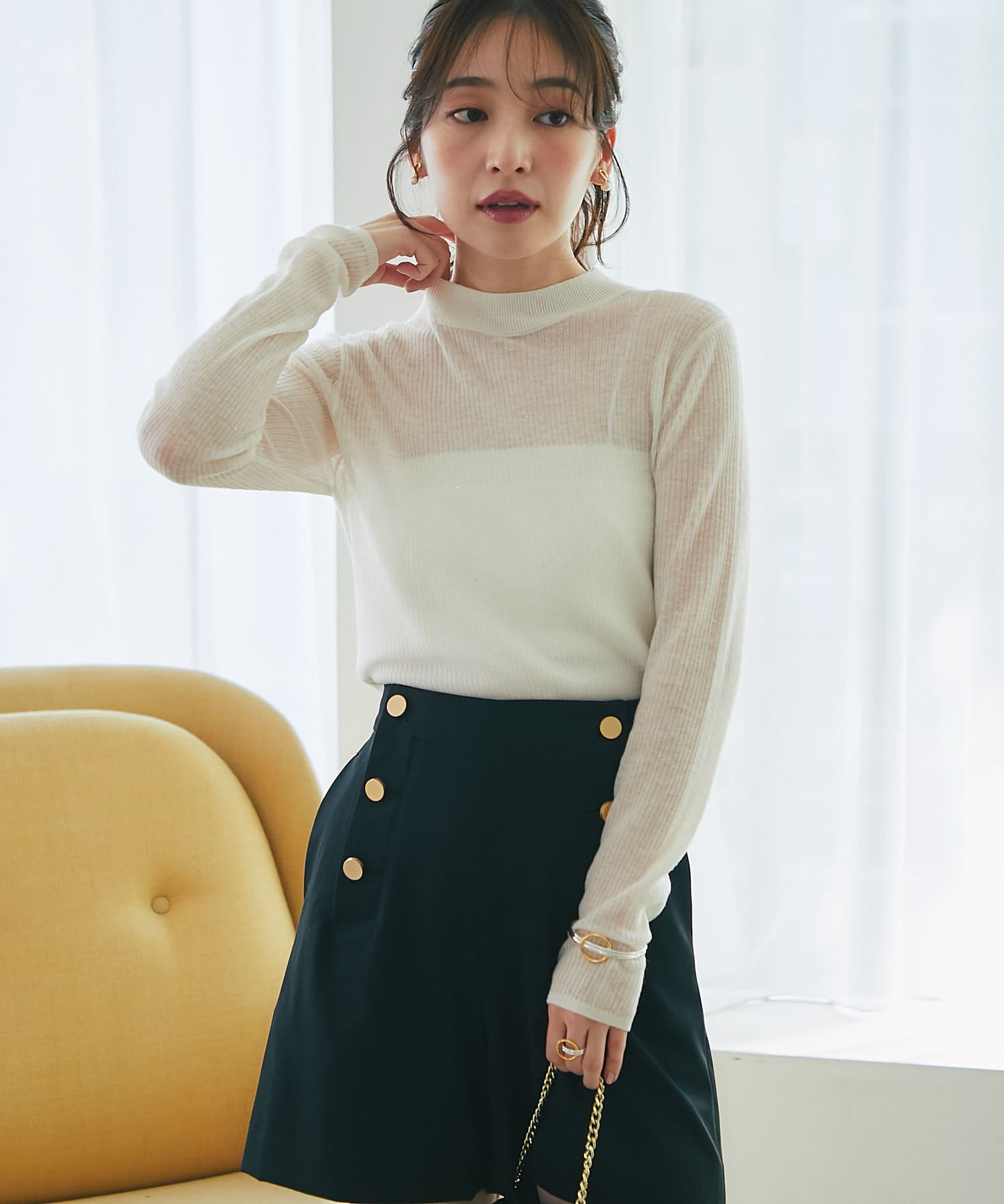 シアースパンコールハイネックリブニット | La boutique BonBon