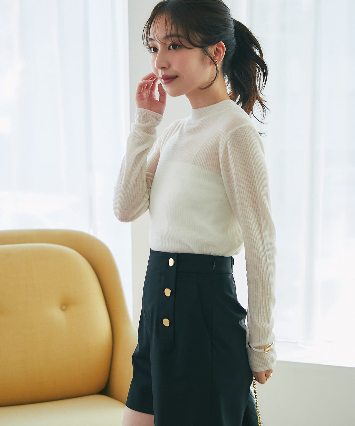 シアースパンコールハイネックリブニット | La boutique BonBon