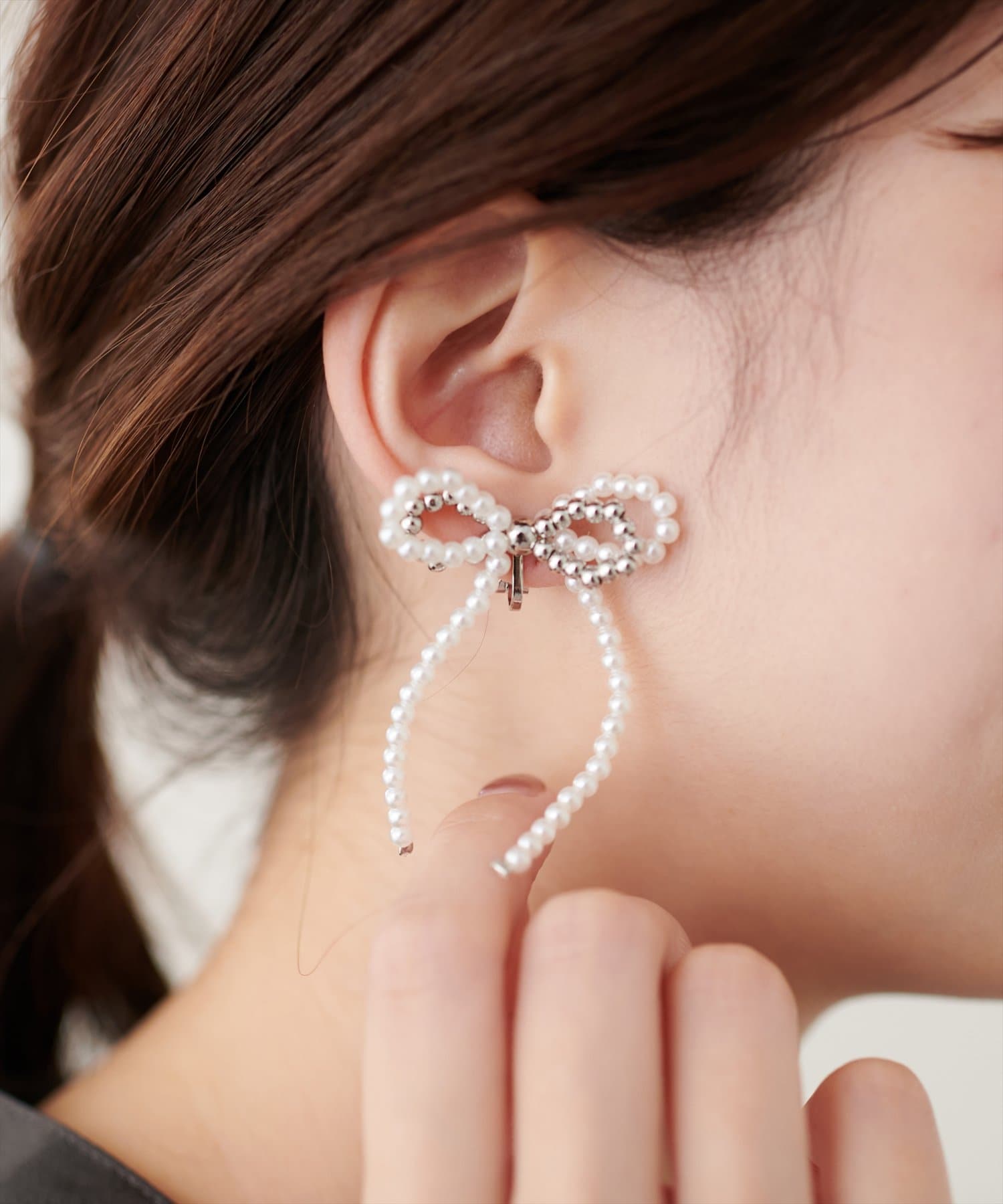 パールリボンイヤリング | natural couture(ナチュラル