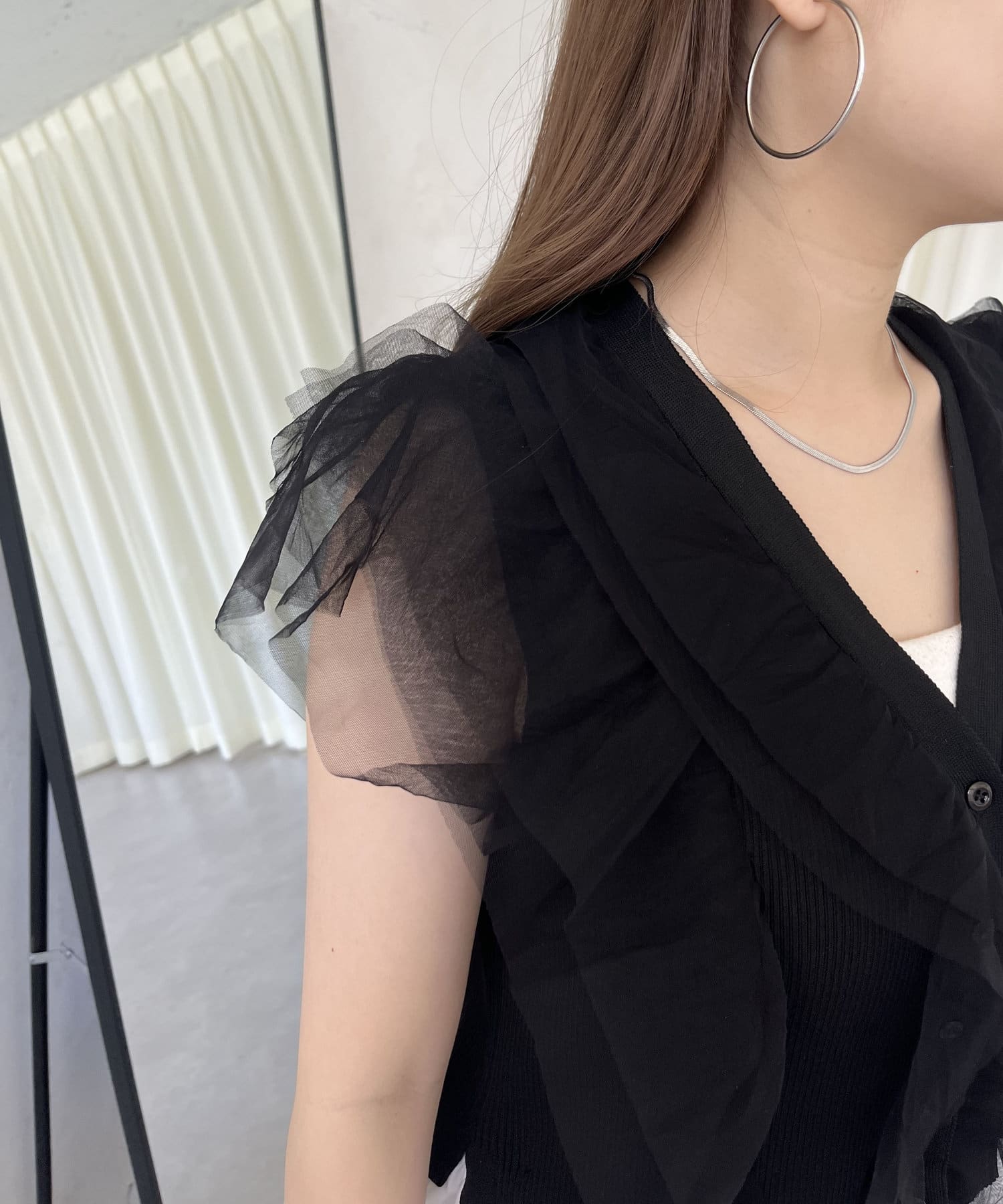 prose verse(プロズヴェール) 【裾取り外し可能】2wayチュールドッキングペプラムカーディガン