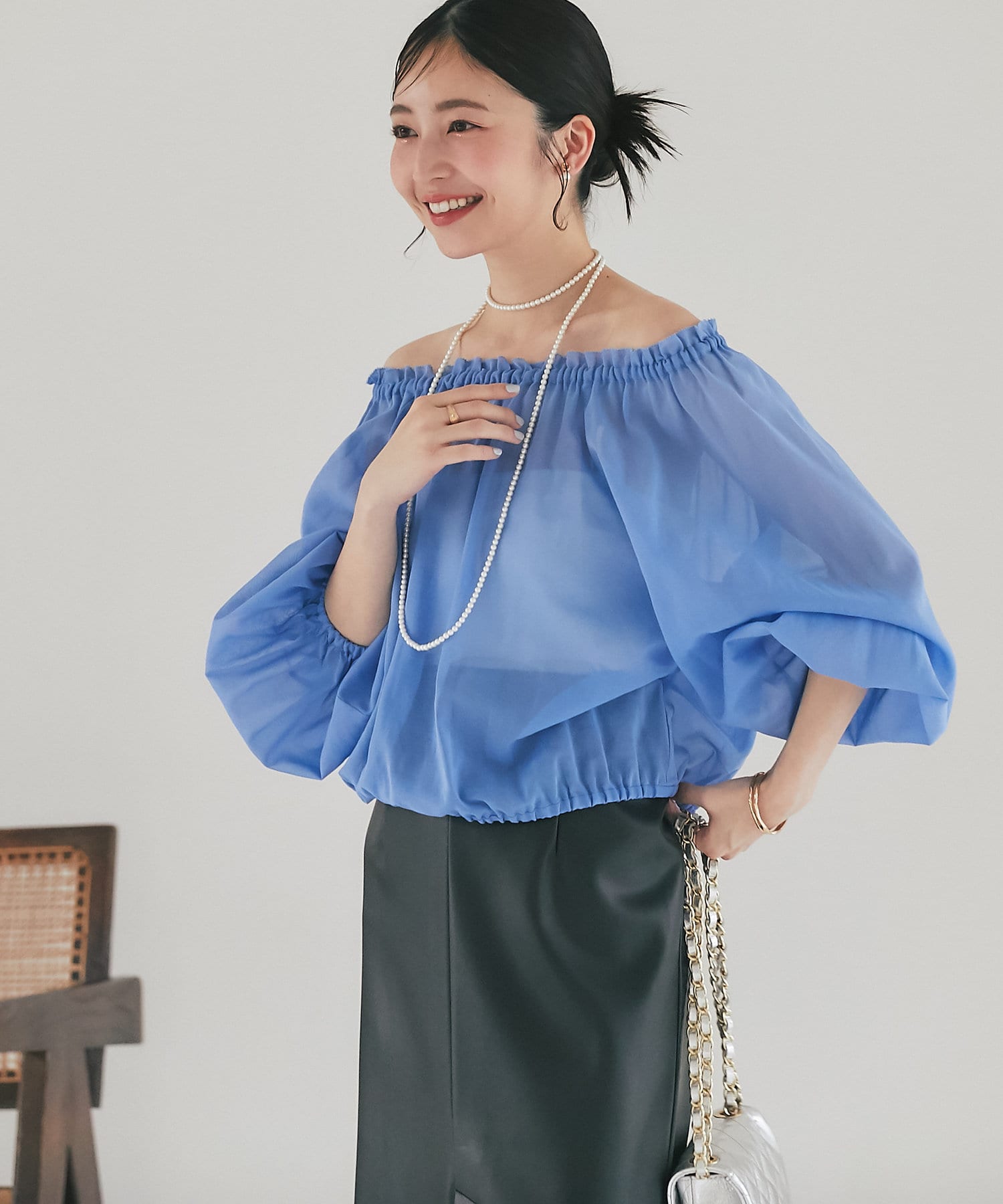 シアーバルーンクロップドブラウス | La boutique BonBon(ラブ