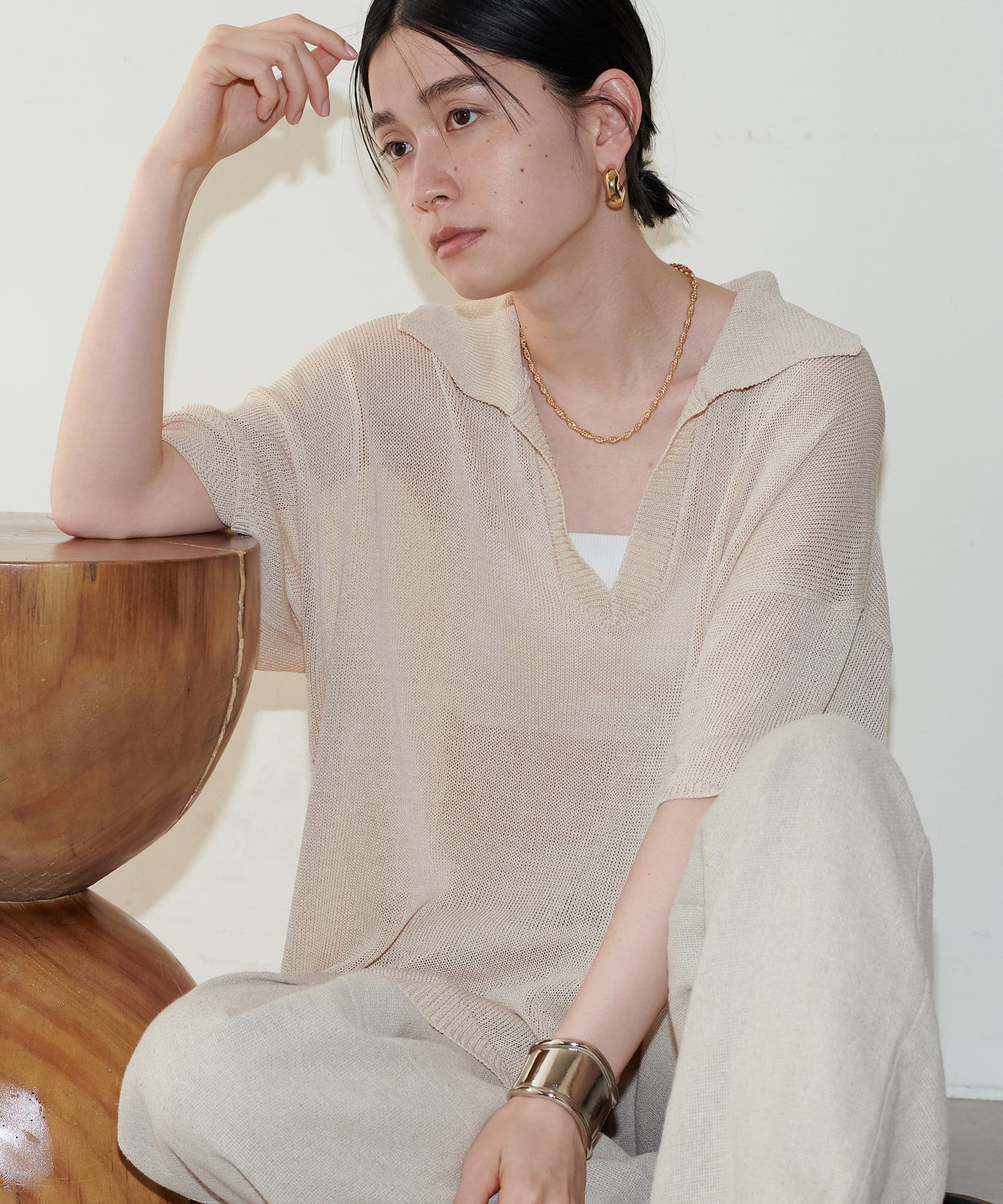 【セール/30%OFF】ACUTA アクータ ラメボーダー半袖ポロニット コットン スキッパー 10095698 レディース【SALE】【返品・交換不可】 セール/30%OFF】ACUTA アクータ ラメボーダー半袖ポロニット