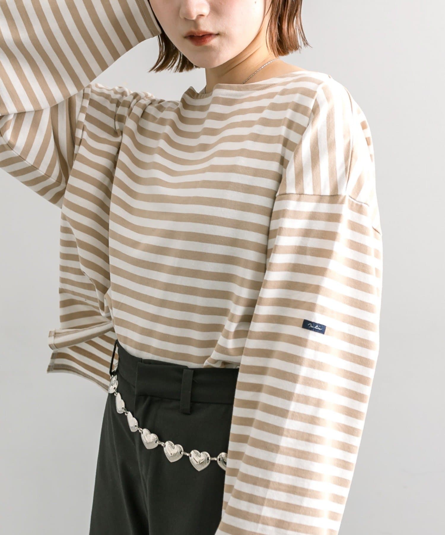 OUTLET(アウトレット) 【mystic】ロゴボーダーロングTシャツ