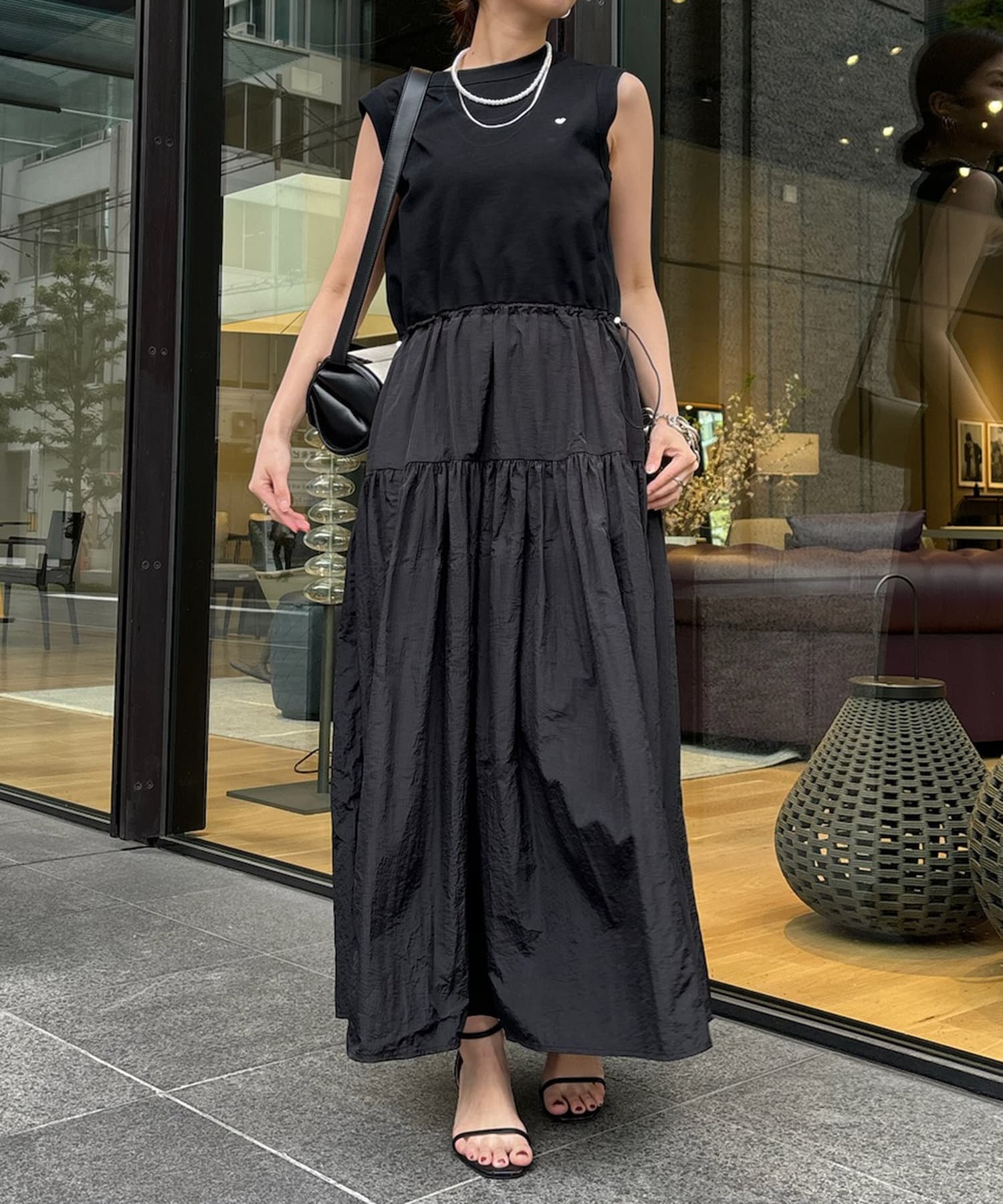 DouDou】ハート刺繍ドロストドッキングワンピース | OUTLET