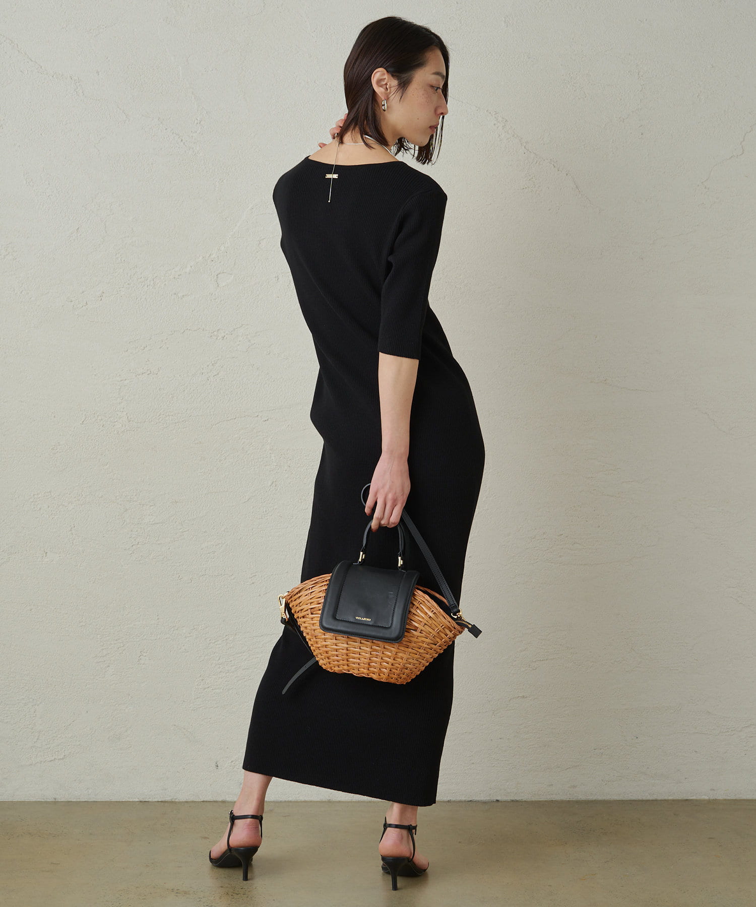 Loungedress】ハイツイスト半袖リブニットワンピース | OUTLET