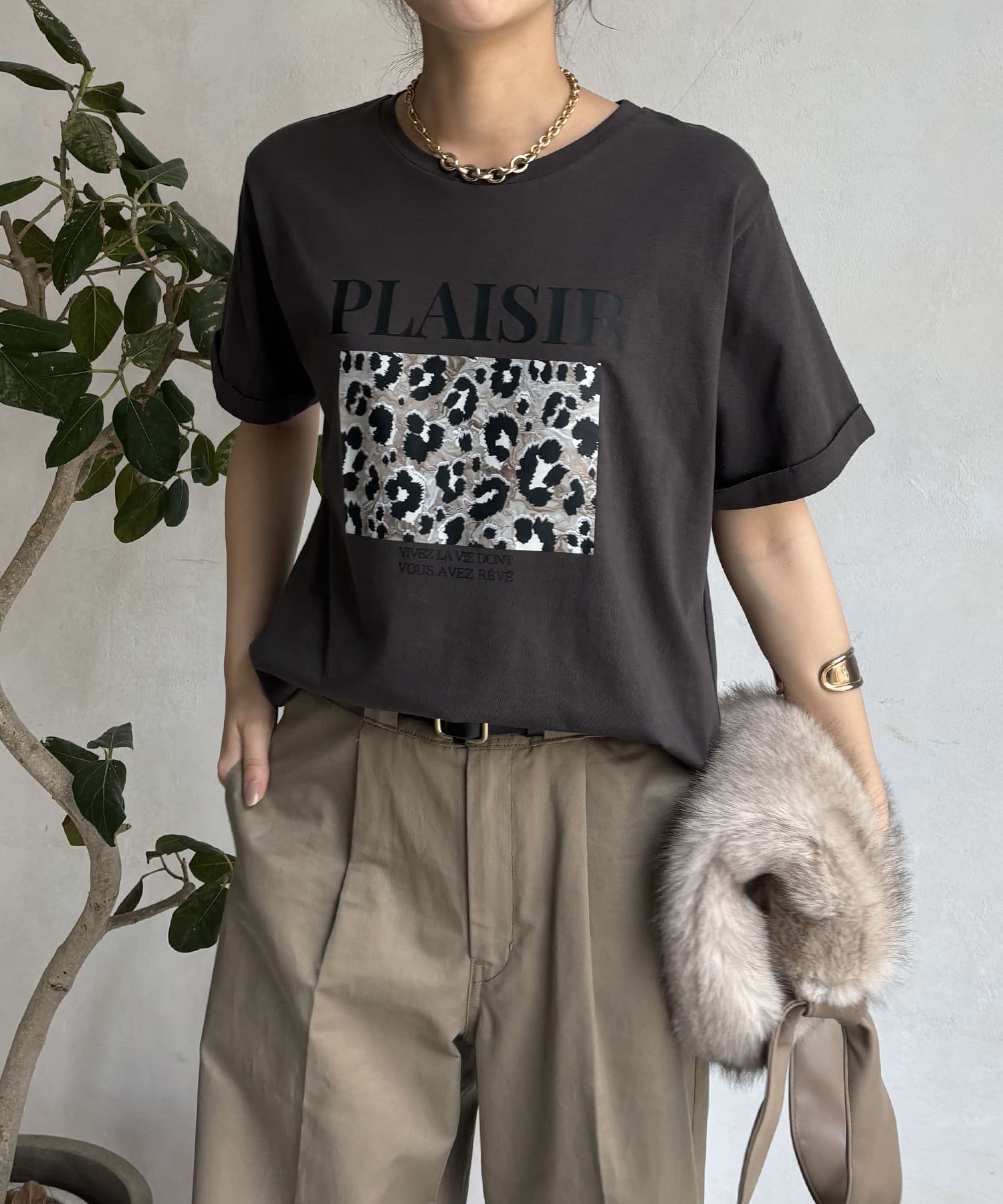 DOUDOU(ドゥドゥ) 【WEB限定】レオパード転写TEE