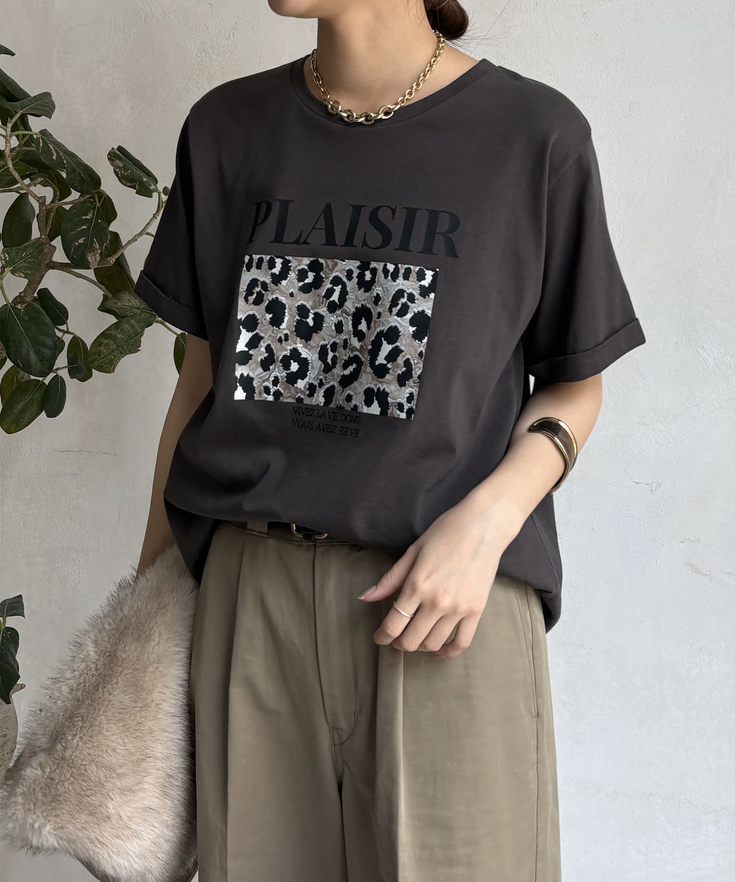 DOUDOU(ドゥドゥ) 【WEB限定】レオパード転写TEE