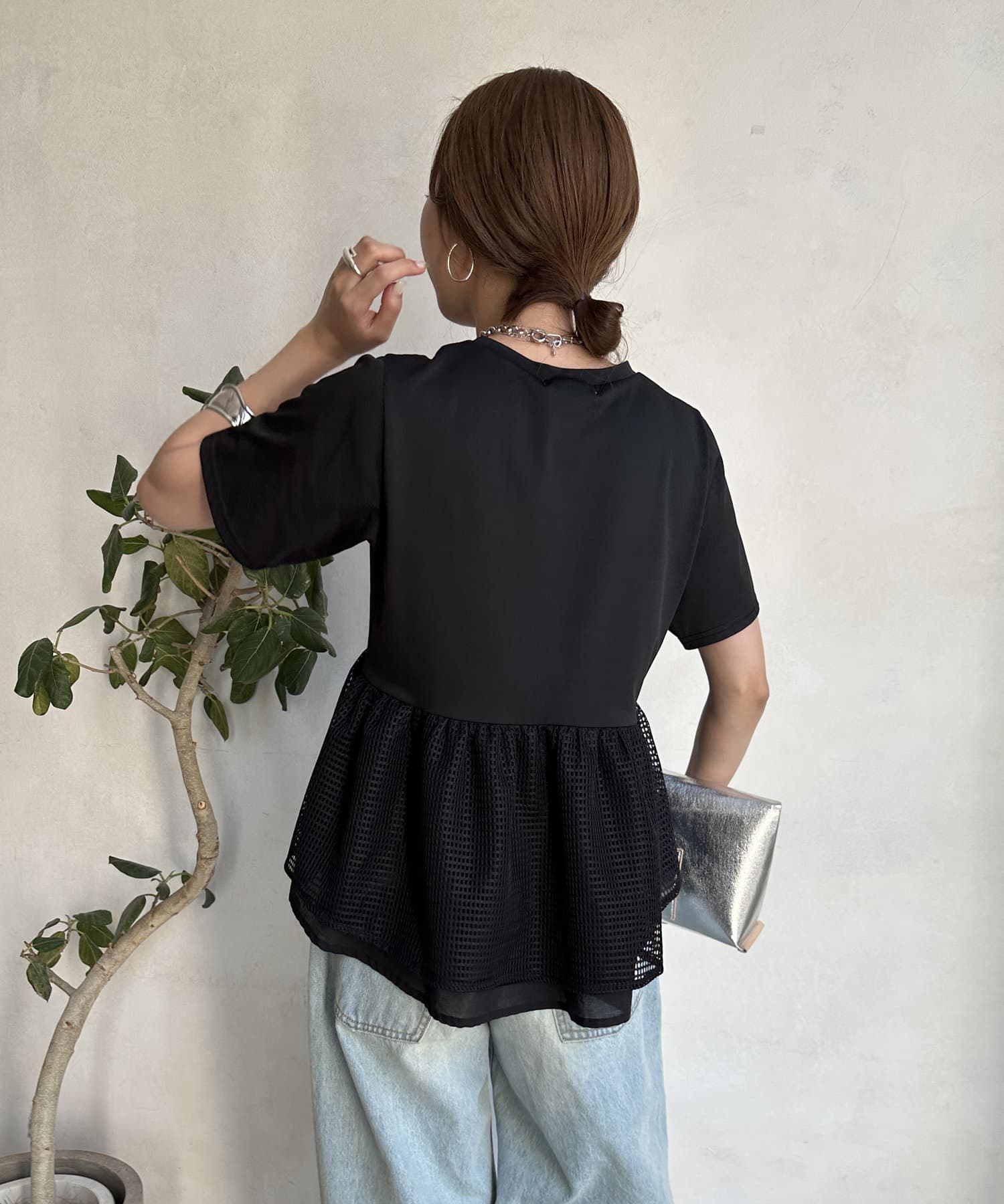 DOUDOU(ドゥドゥ) 【WEB限定】裾メッシュ切替トップス