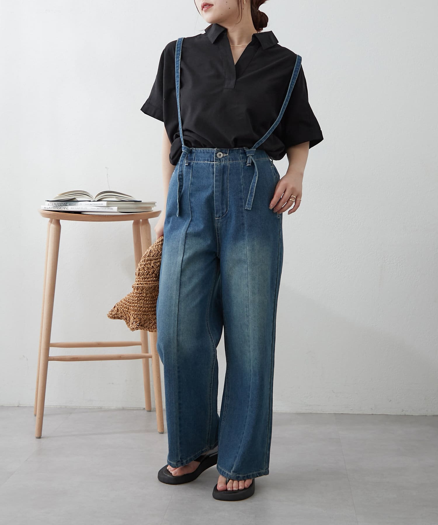 nao】取り外しできる、サス付切替デニムパンツ | Remind me and