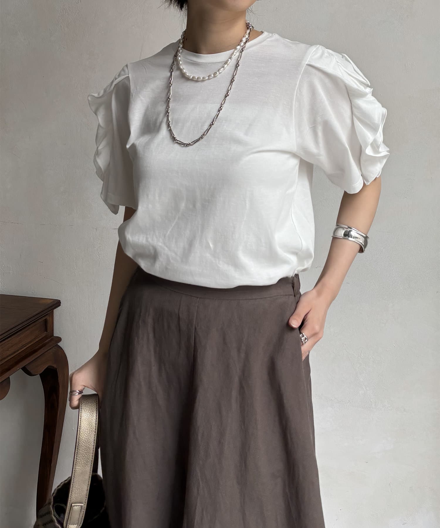 DOUDOU(ドゥドゥ) 【WEB限定】袖フリルトップス