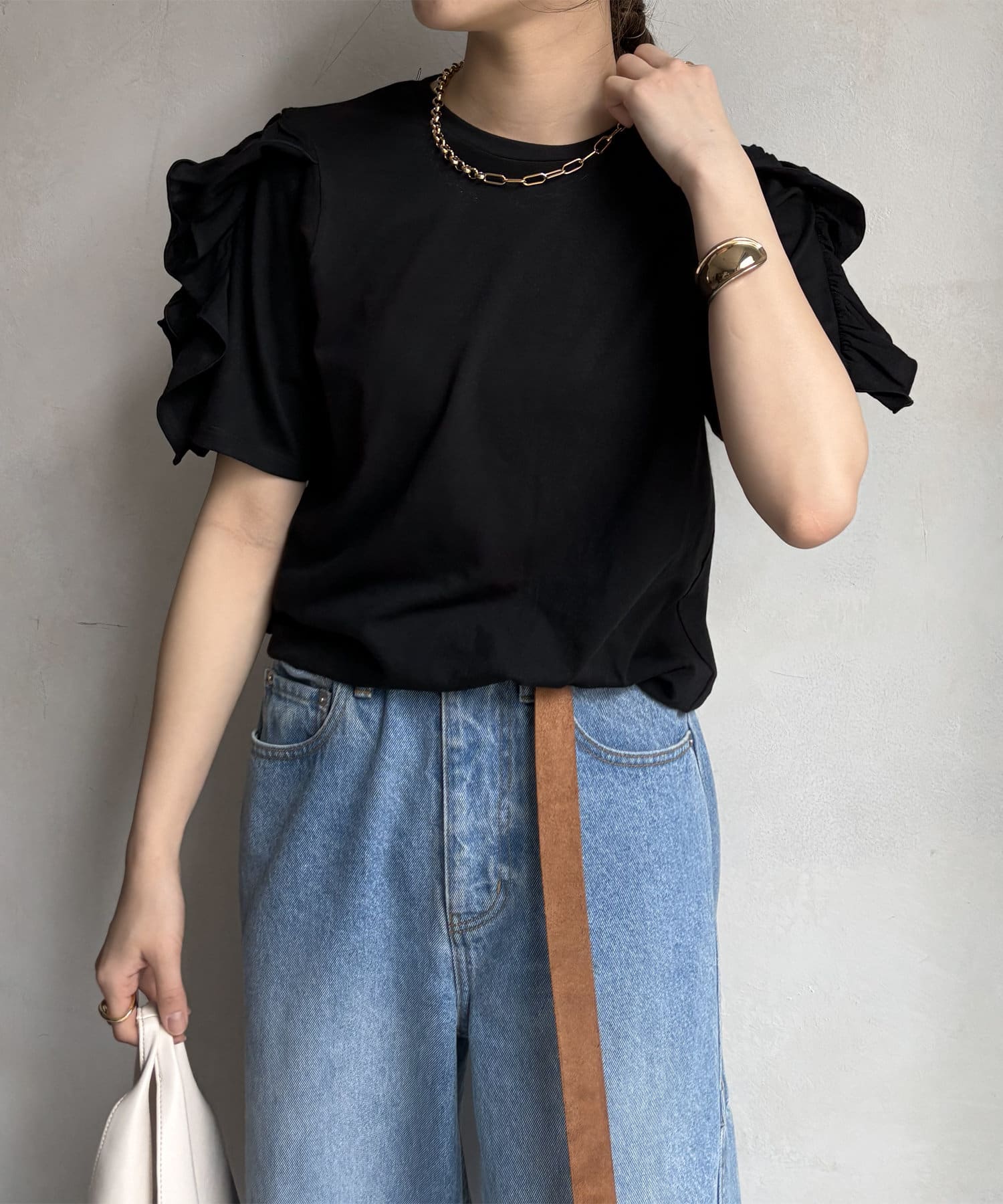 DOUDOU(ドゥドゥ) 【WEB限定】袖フリルトップス