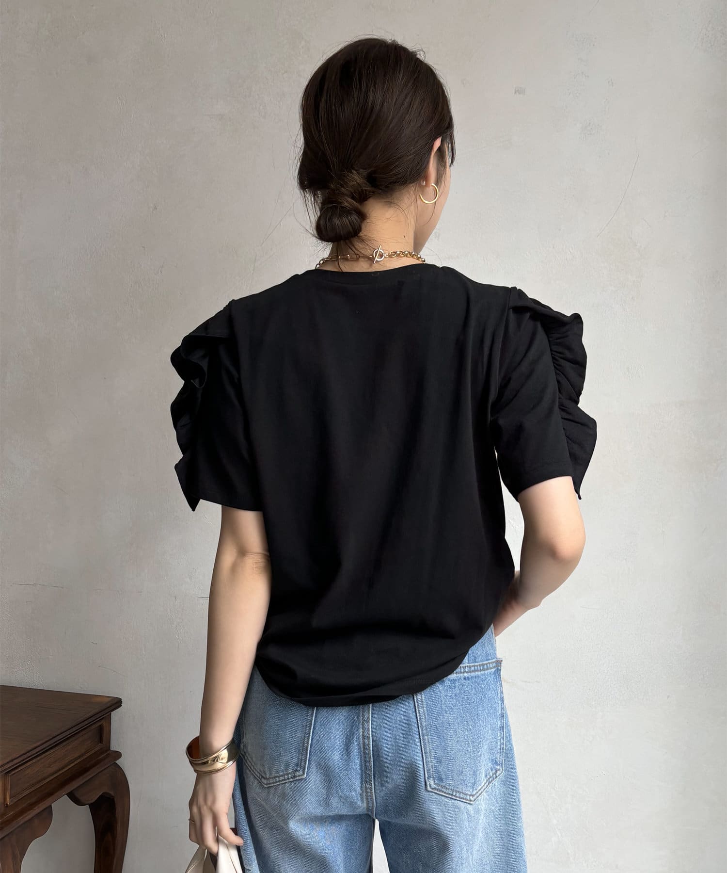 DOUDOU(ドゥドゥ) 【WEB限定】袖フリルトップス