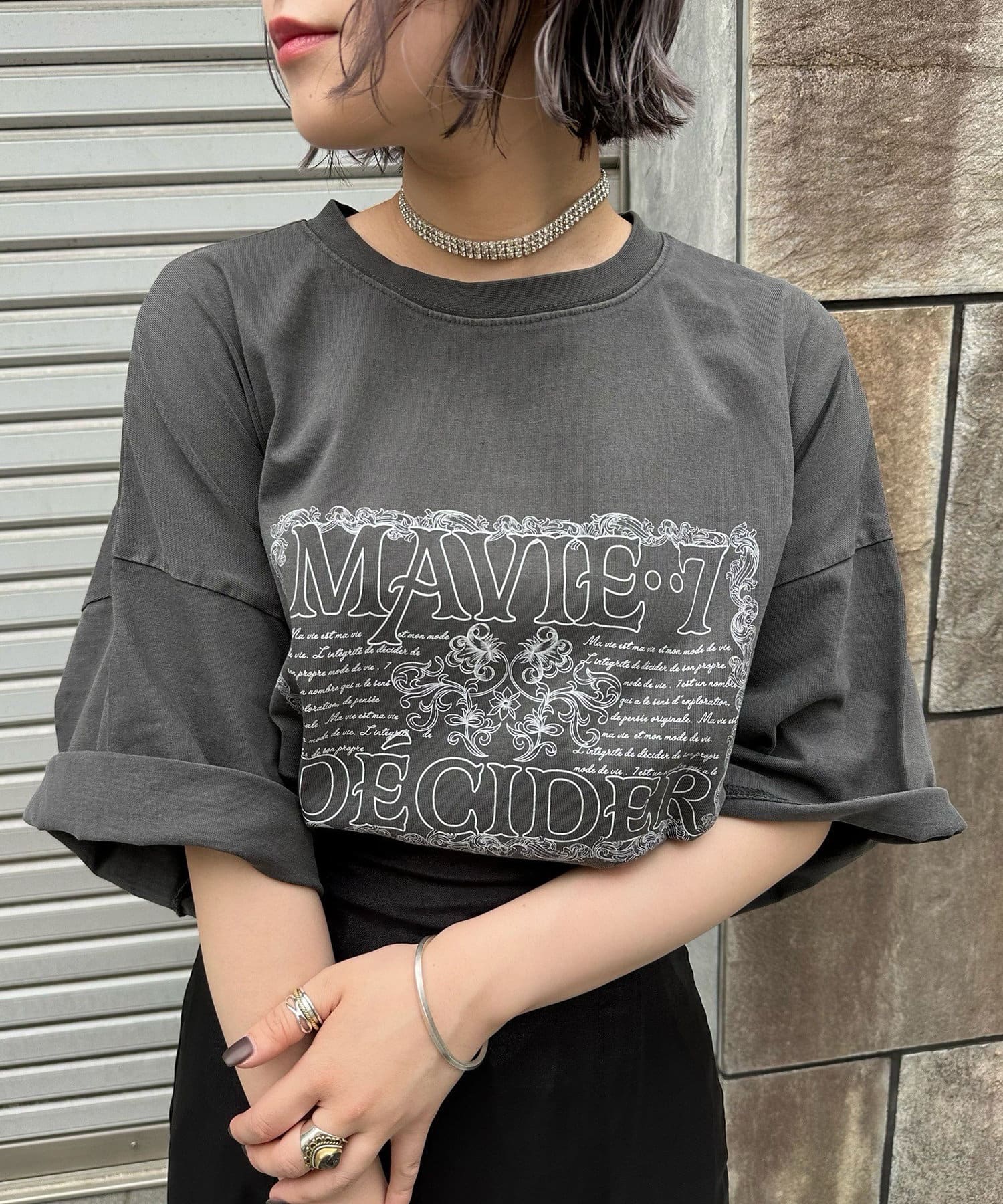 Remind me and forever(リマインドミーアンドフォーエバー) 【Mavie..7】ヴィンテージ風プリントTシャツ