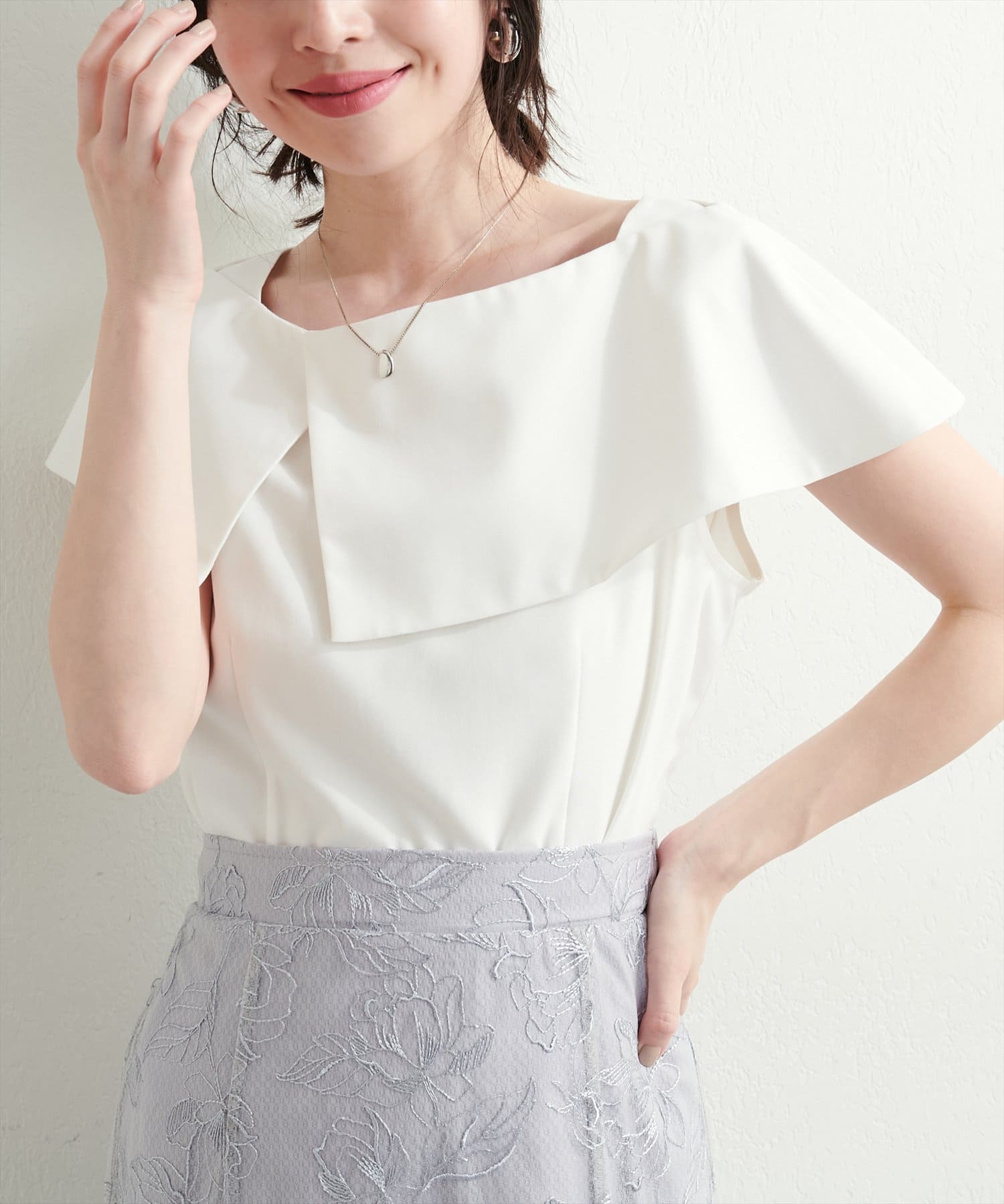 新しいスタイル アシメカラーオフショルブラウス | natural couture(ナチュラル シャツ/ブラウス(長袖/七分)